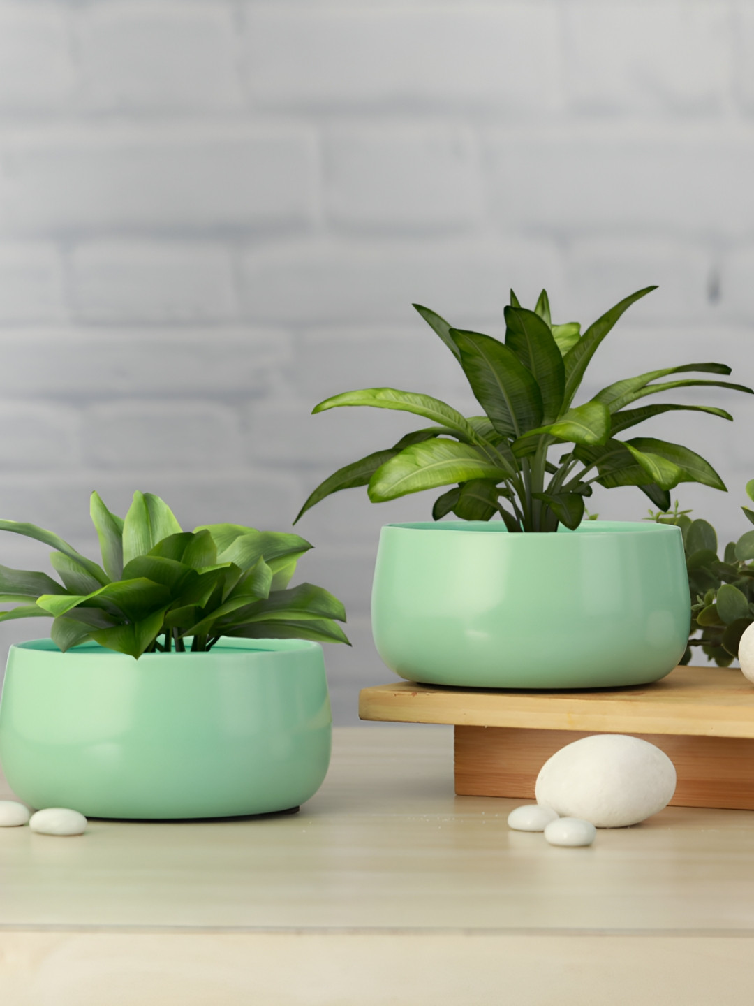 Homspurts Turquoise Blu 2 Pieces Eco Friendly Mini Metal Oasis Planters