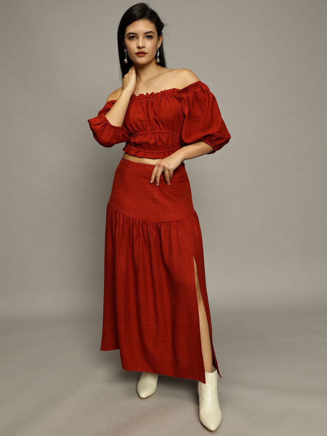 The Roadster Off Shoulder Crop Top And Skirt