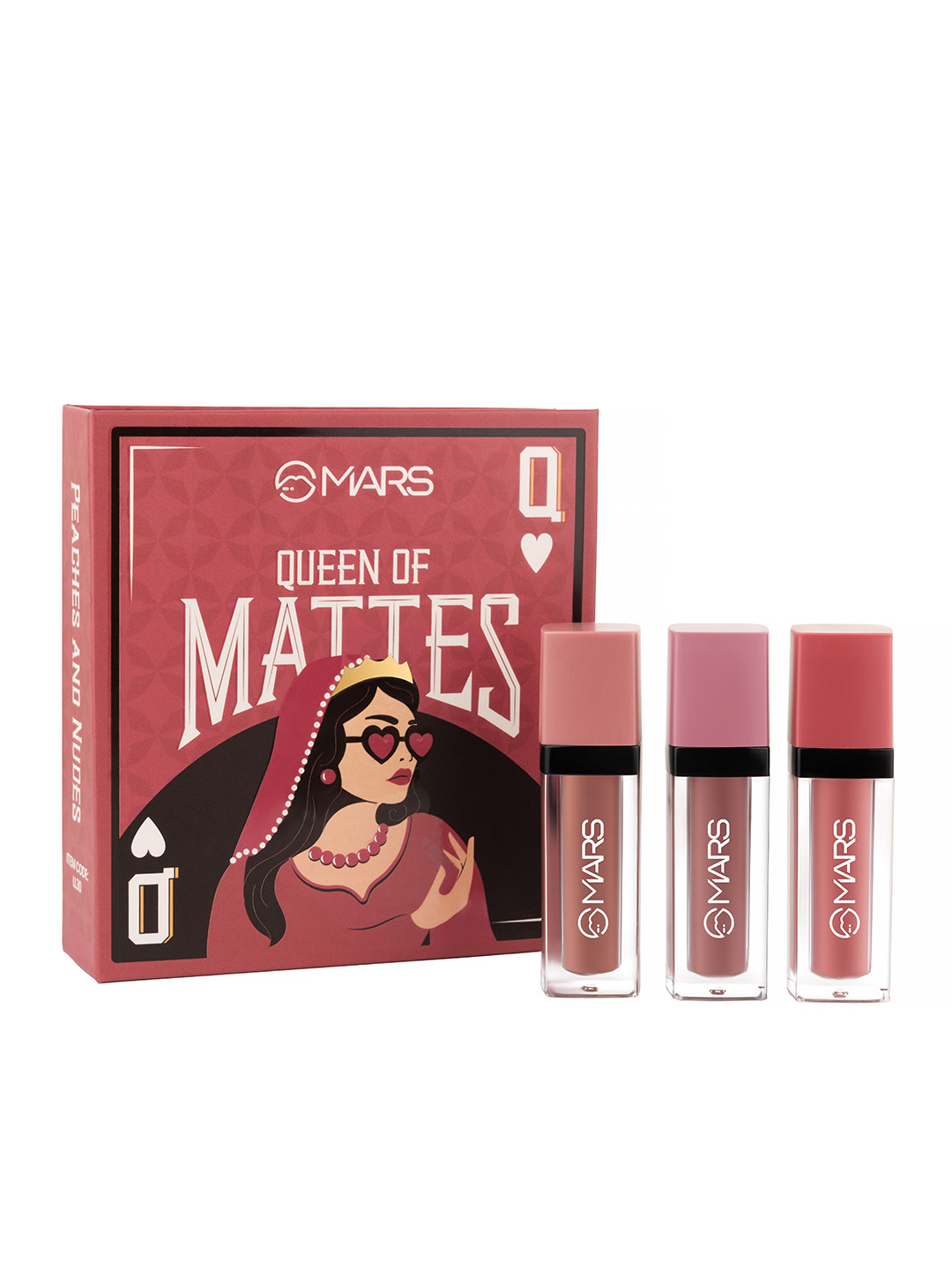 MARS Set Of 3 Queen of Mattes Long Lasting Liquid Lipstick 13.5ml - Peach & Nudes