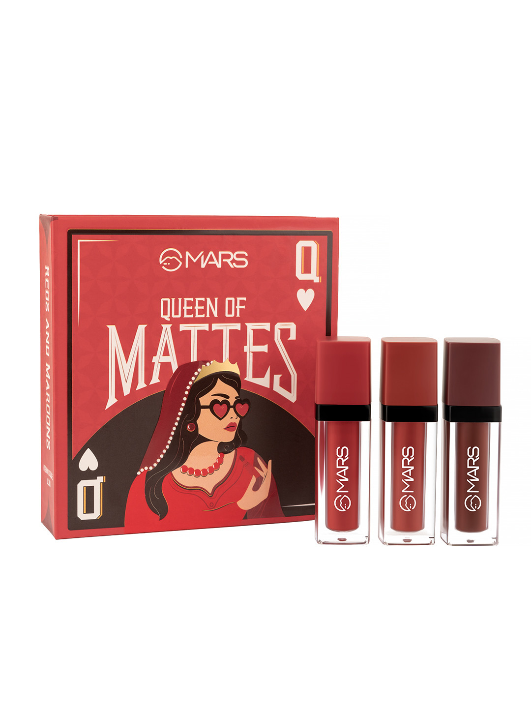 MARS Set Of 3 Queen of Mattes Long Lasting Liquid Lipstick 13.5ml - Reds & Maroons
