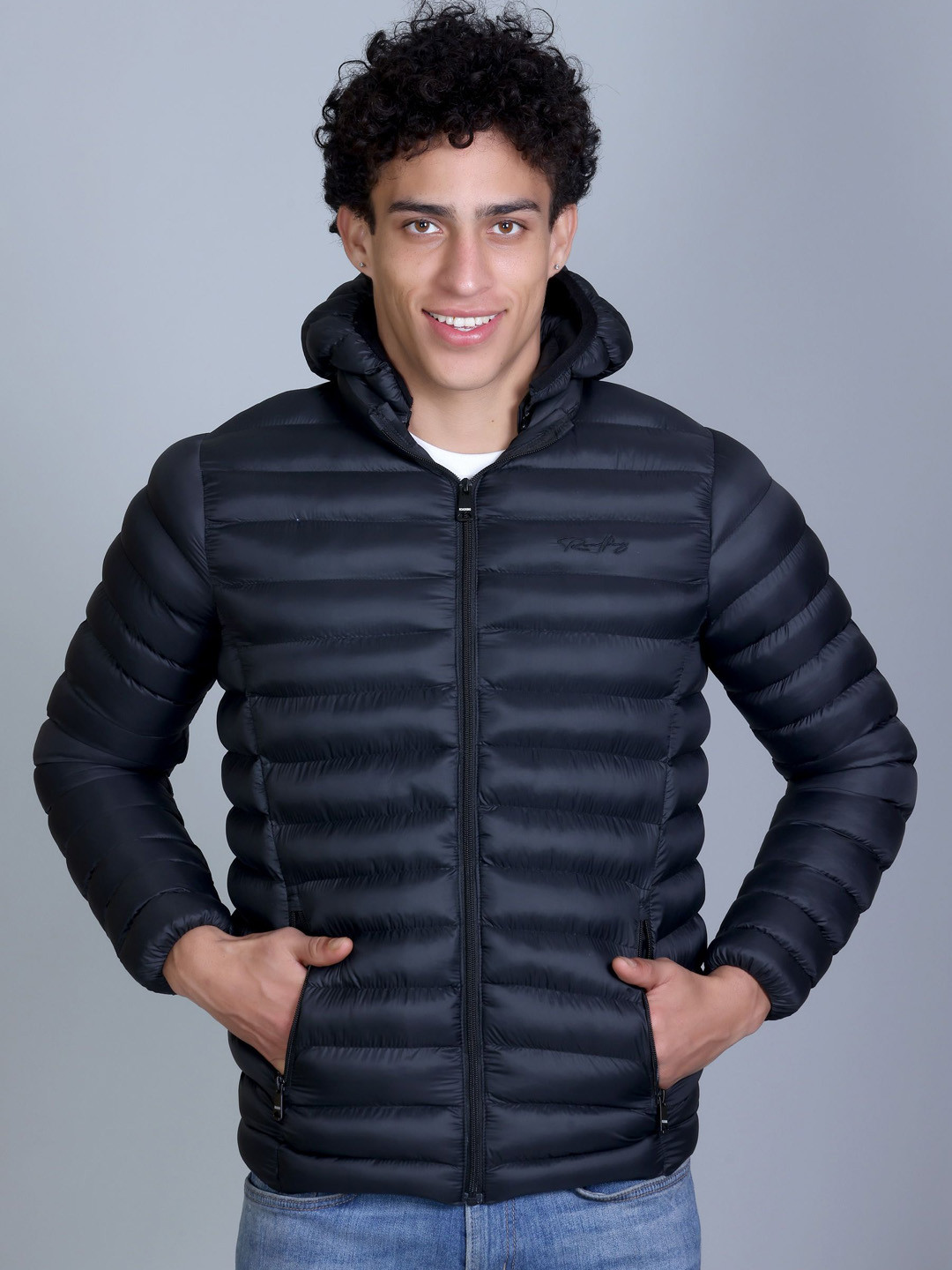 Roadking Men Hooded Solid Casual Lightweight Puffer Jacket