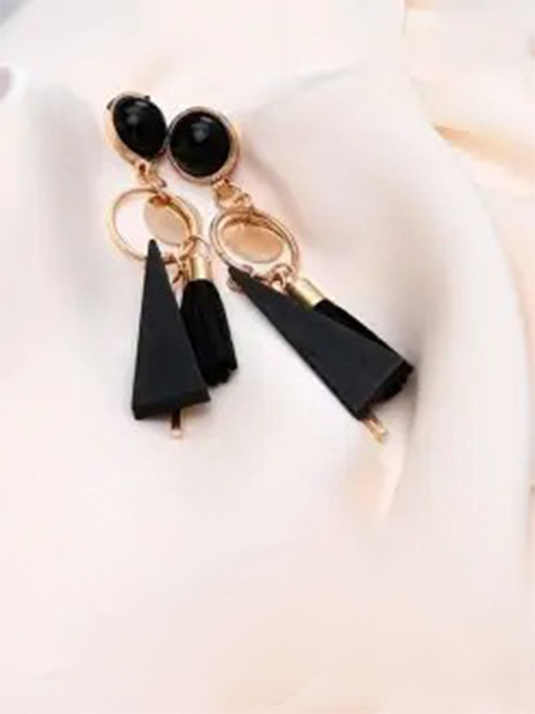 BEYTER Stainless Steel Artificial Stones Studded Contemporary Shaped Drop Earrings