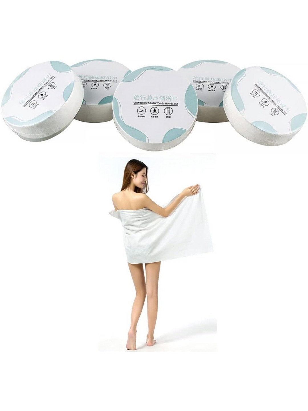 TALLIN White Cotton 150 GSM Compressed Bath Towels