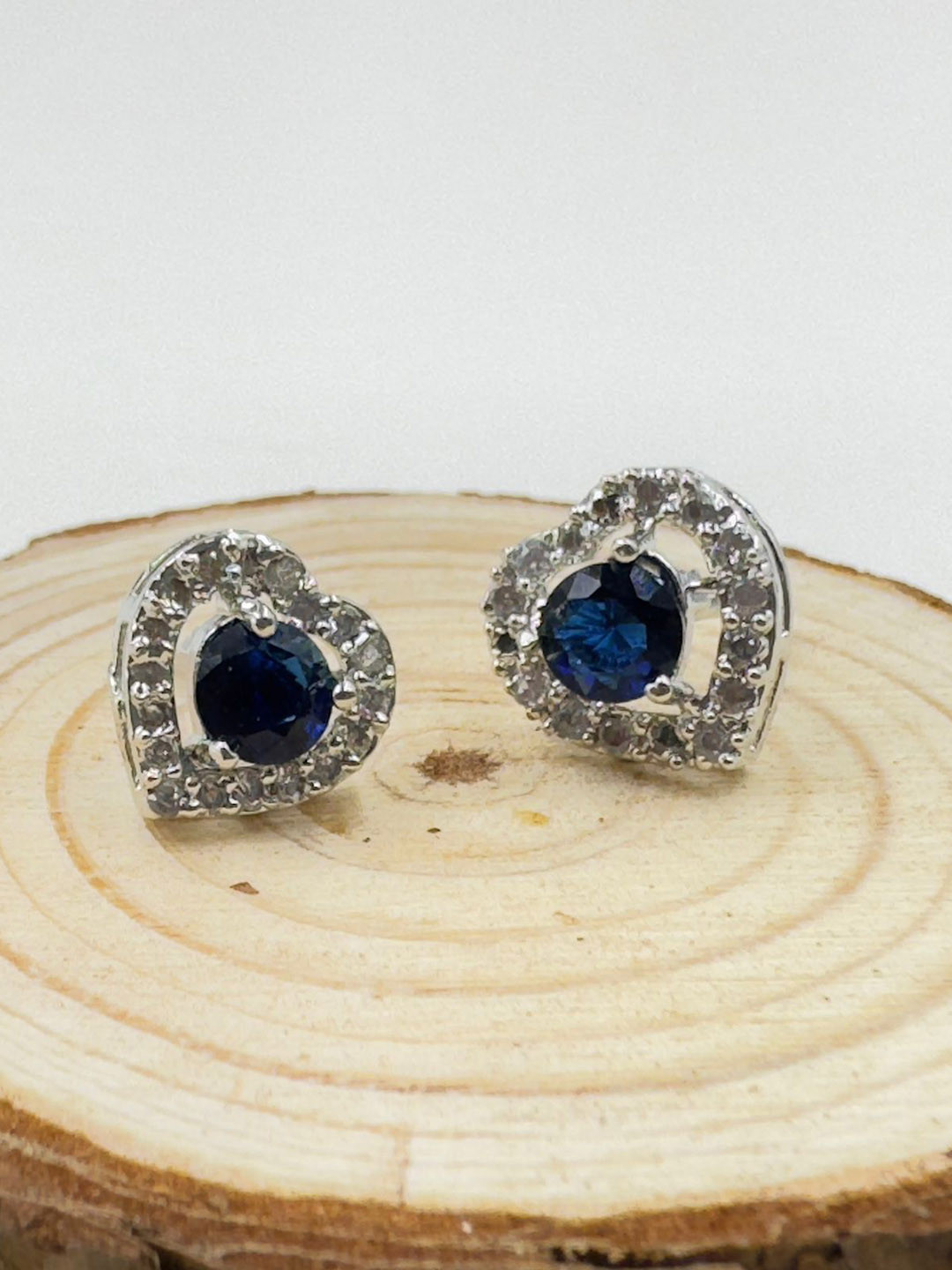 AKLINA Silver-Plated Crystal Diamonds Studded Contemporary Shaped Studs