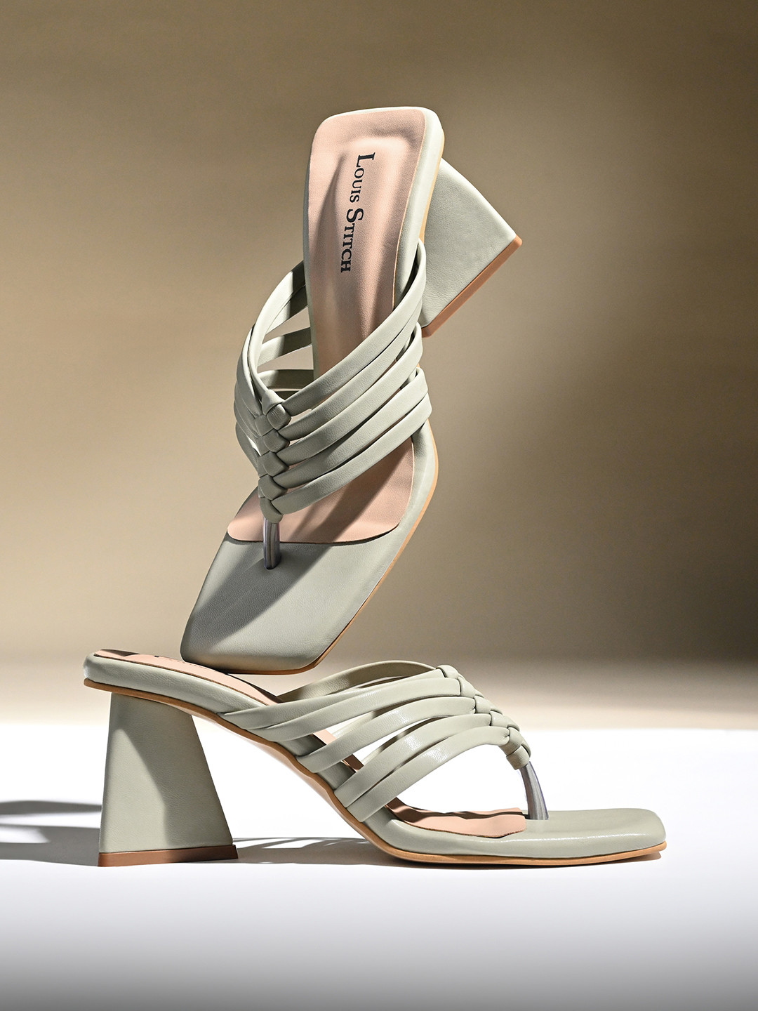 LOUIS STITCH Women Weaved T-Strap Block Heel Lightweight Sandals