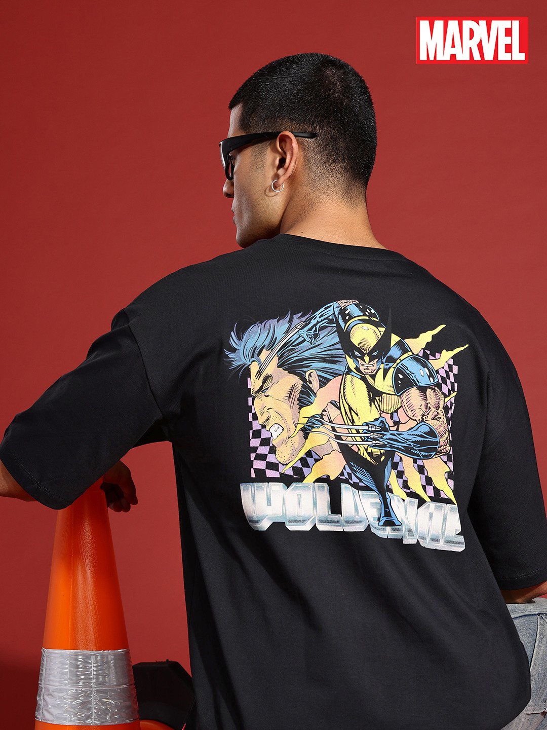 MARVEL STREET Wolverine Print Drop-Shoulder Sleeves Pure Cotton Oversized T-shirt