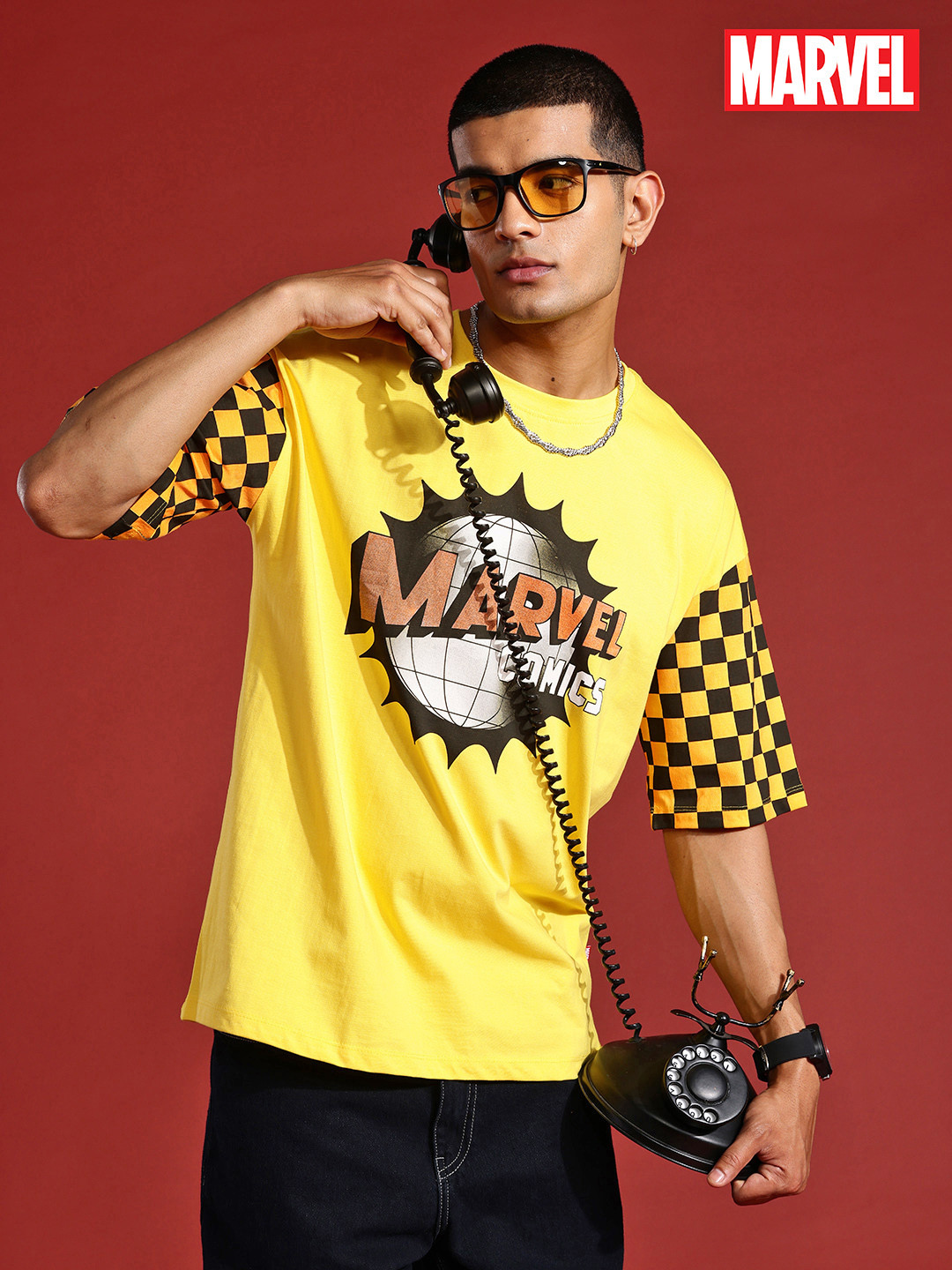 MARVEL STREET Printed Drop-Shoulder Sleeves Pure Cotton Oversized T-shirt