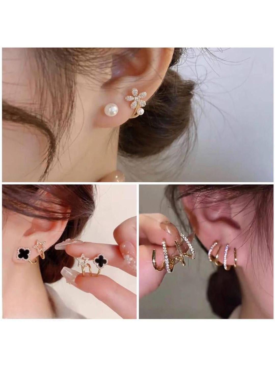 kazare Set Of 2 Stone-Studded Contemporary Studs Earrings