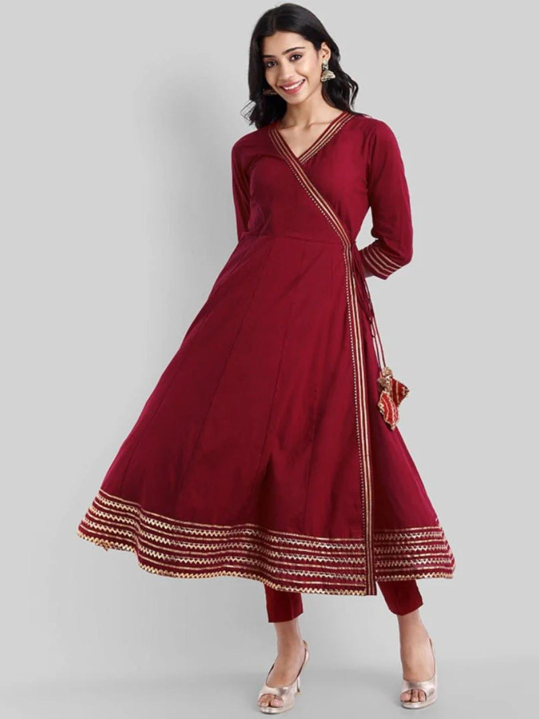 Mera Rang Angrakha Gotta Patti Pure Cotton Anarkali Kurta with Trousers
