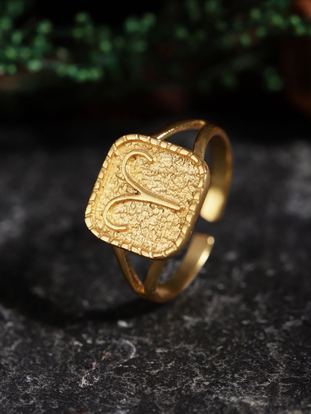 Berserk Gold-Plated Aries Signet Adjustable Finger Ring