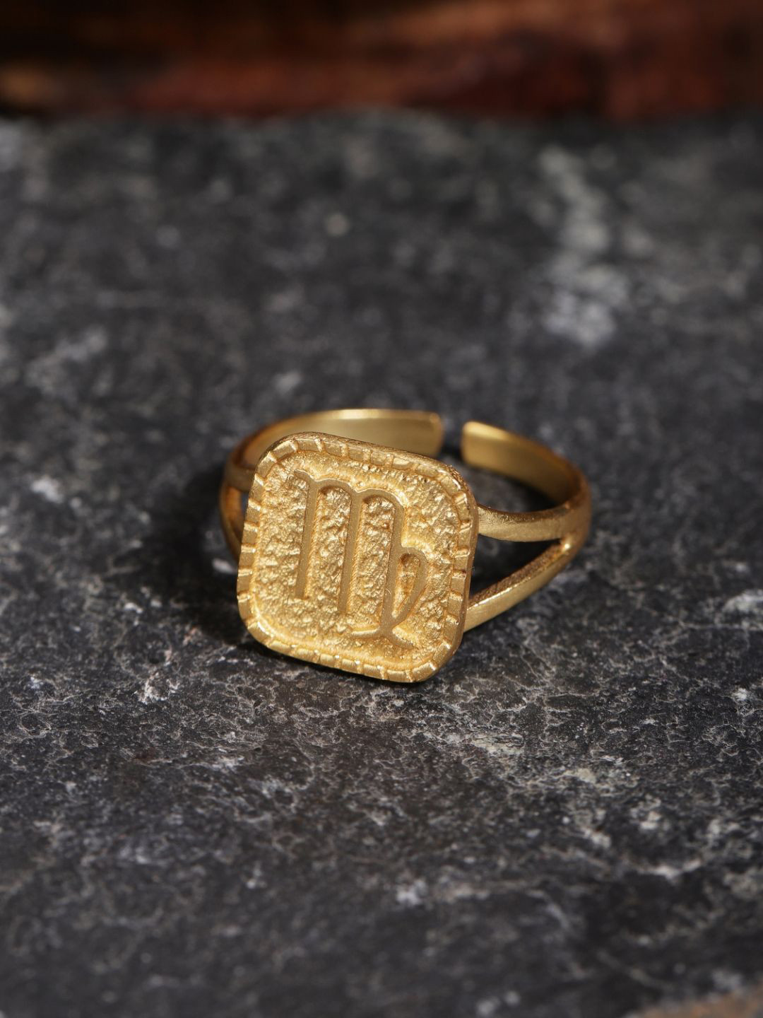 Berserk Gold-Plated Virgo Signet Adjustable Finger Ring