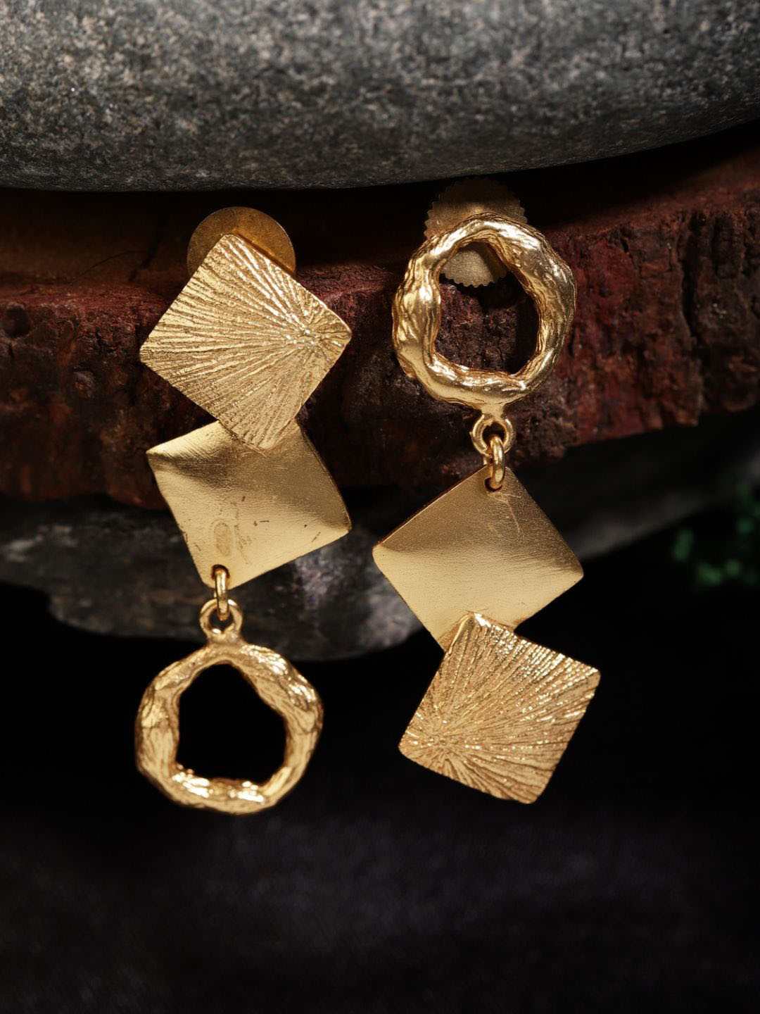 Berserk Gold-Plated Asymmetrical Shaped Drop Earrings