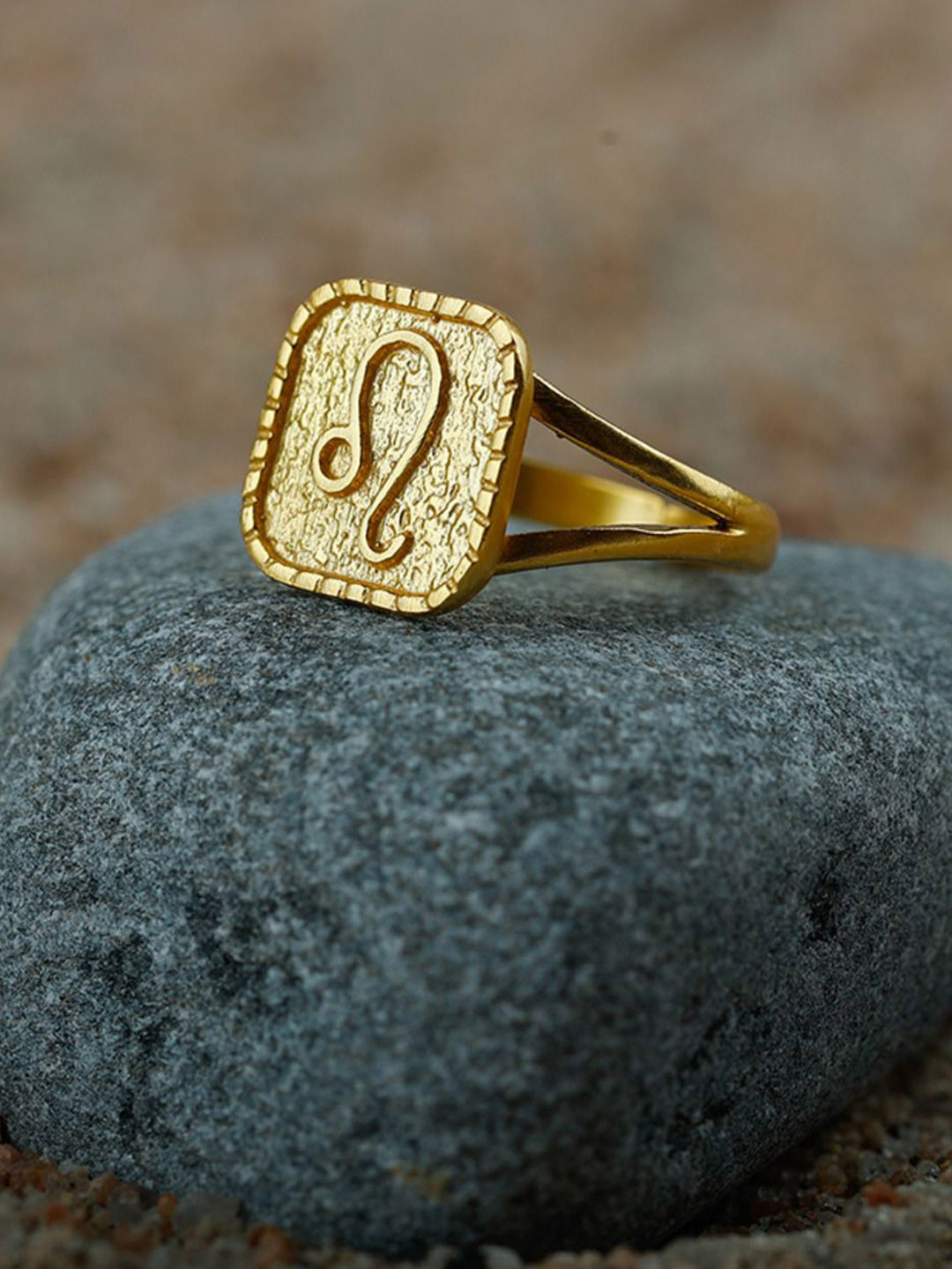 Berserk Gold-Plated Leo Signet Adjustable Finger Ring