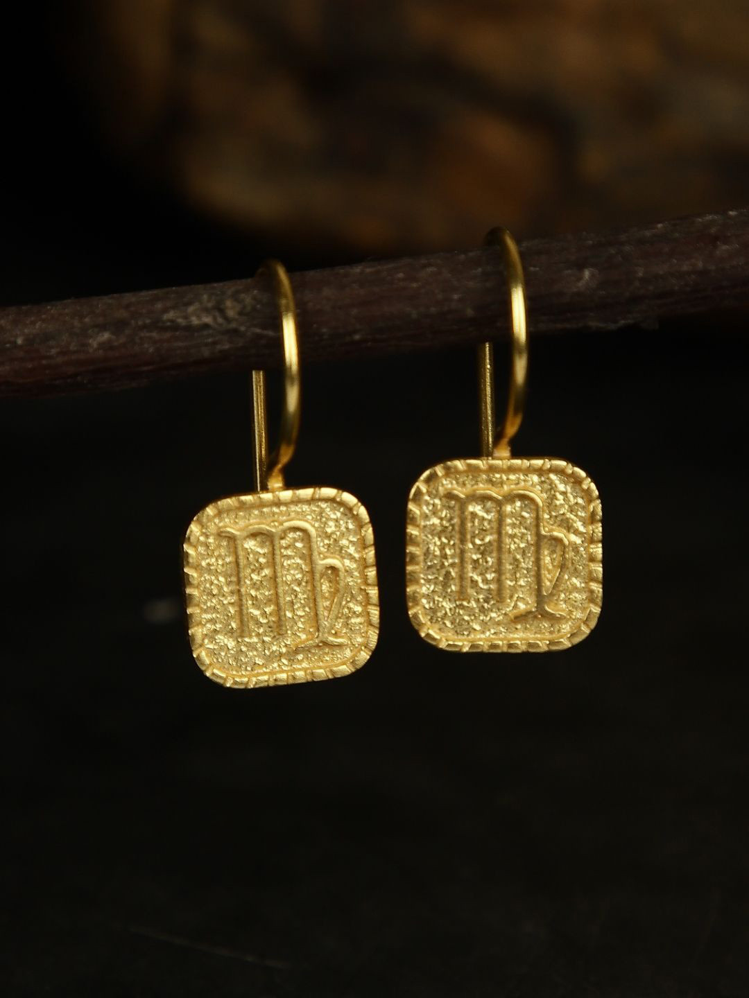 Berserk Virgo Gold-Plated Square Shaped Drop Earrings