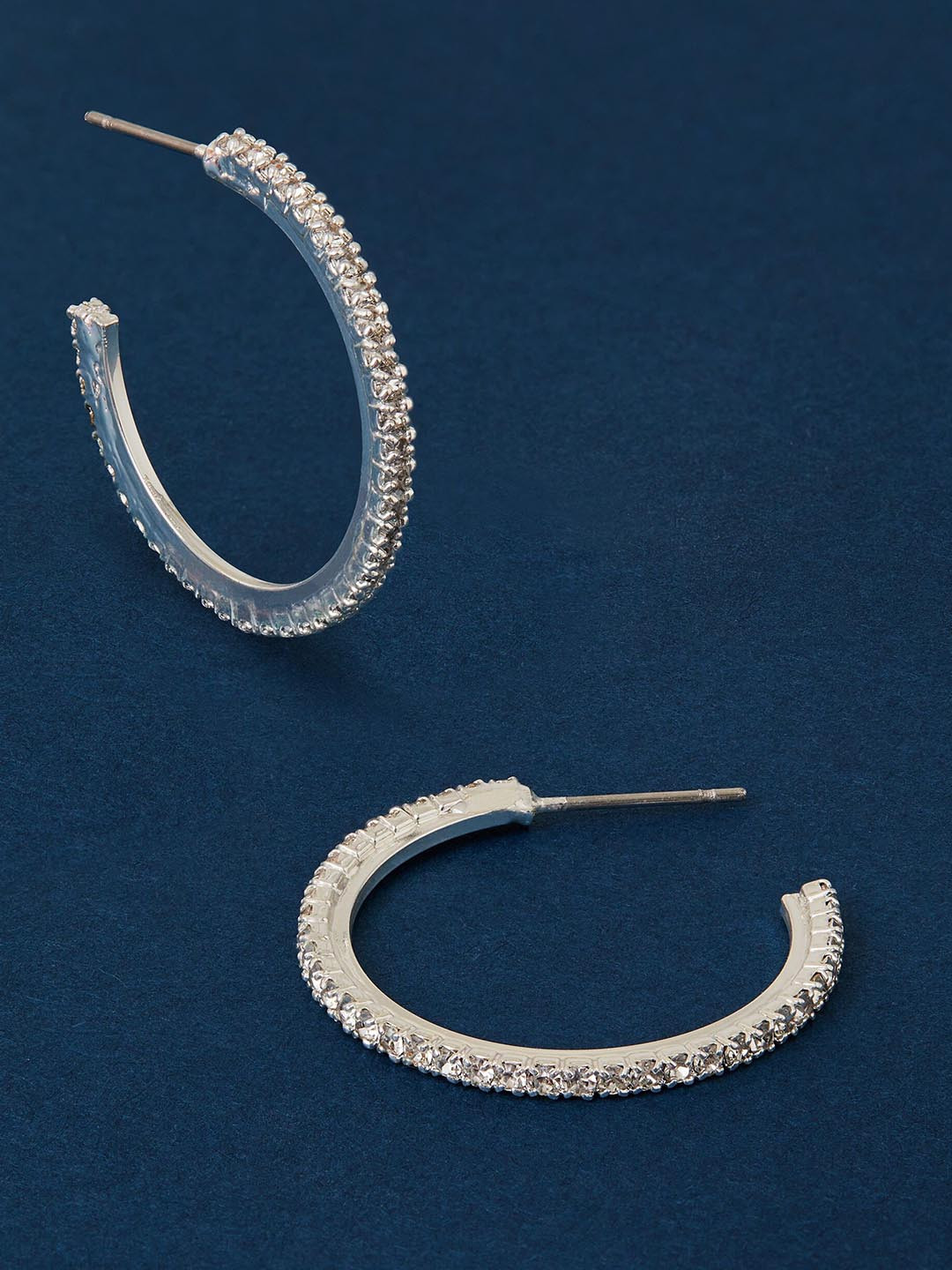 Accessorize Silver-Plated Cubic zarconia Circular Half Hoop Earrings