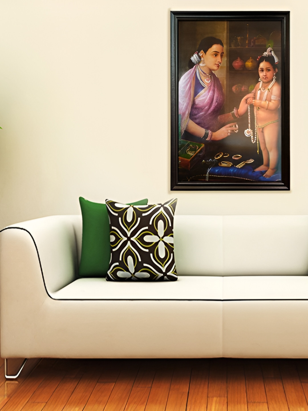 EMPEROR ART GALLERY Black Yesodha Adorning Krishna Wooden Wall Photo Frame