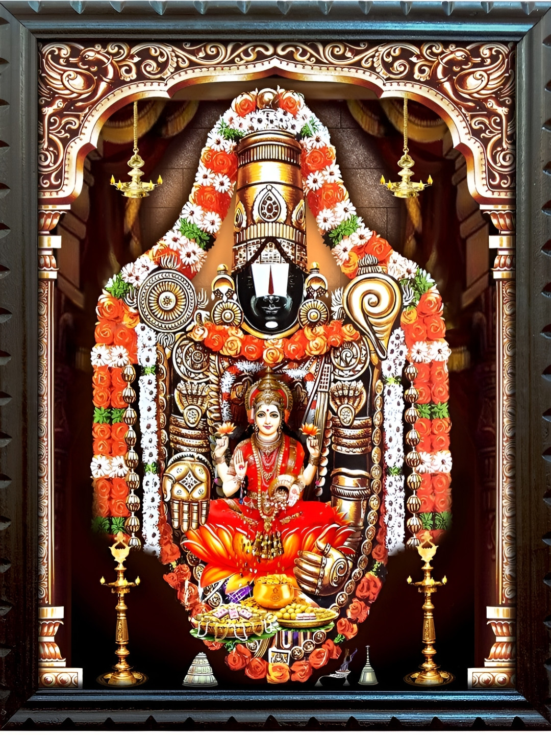 EMPEROR ART GALLERY Black & Red God Venkateswara Swamy Wooden Wall Photo Frame