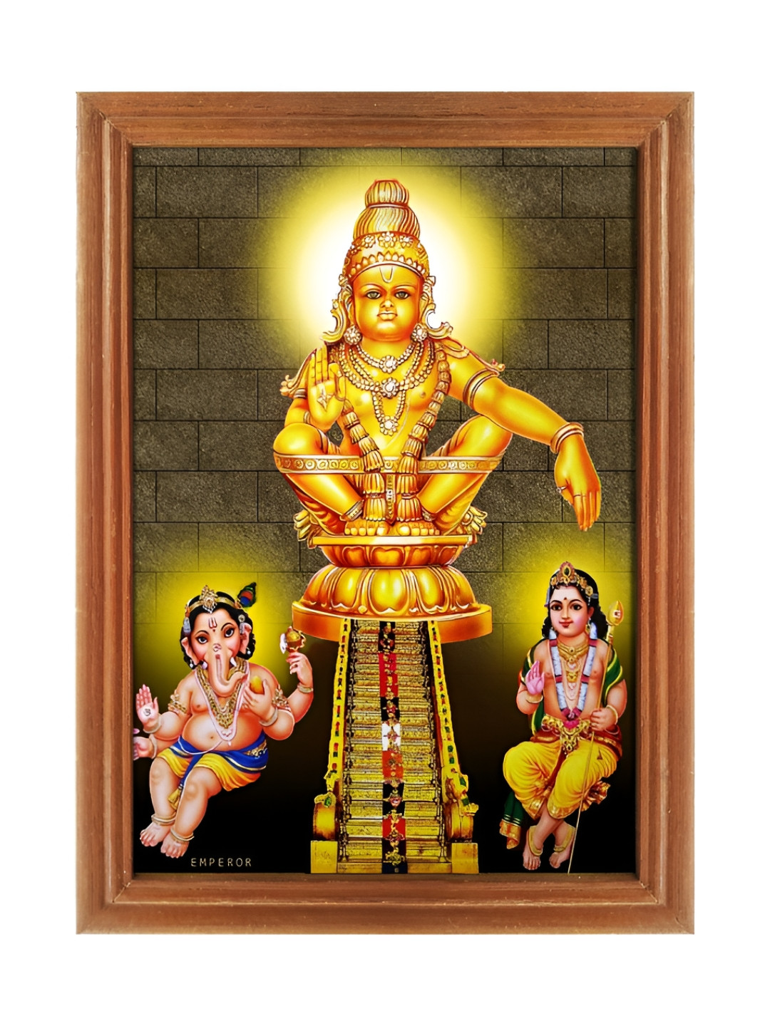 EMPEROR ART GALLERY Brown & Red God Swamy Ayyappan Wooden Wall Photo Frame