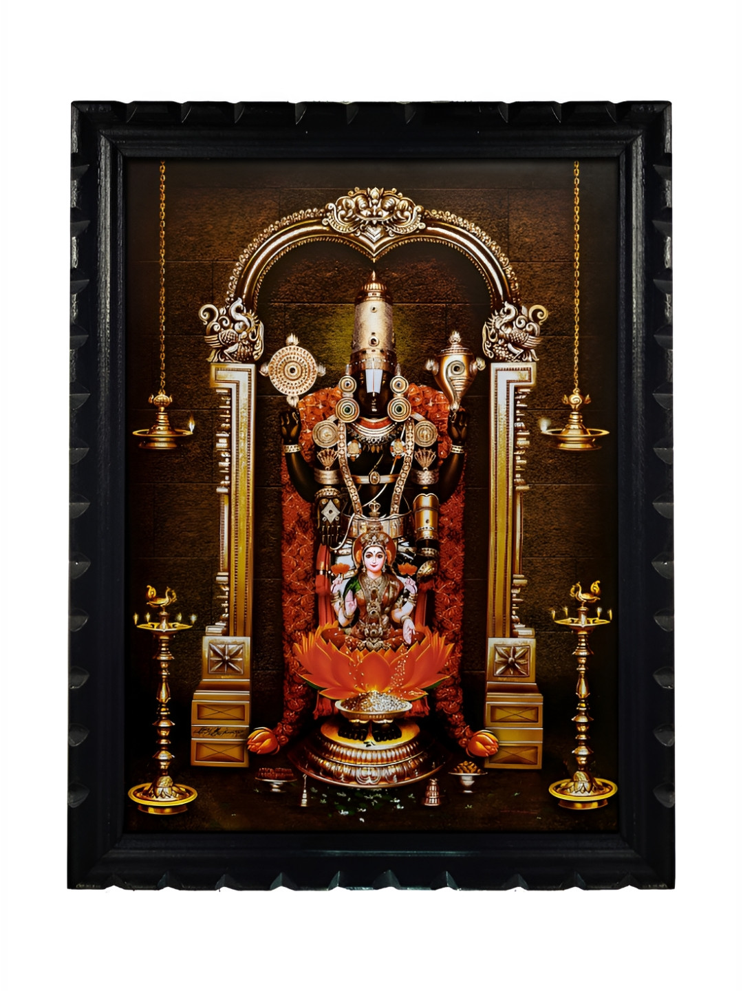 EMPEROR ART GALLERY Black & Red Venkateswara Swamy with Lakshmi Wooden Table Photo Frame