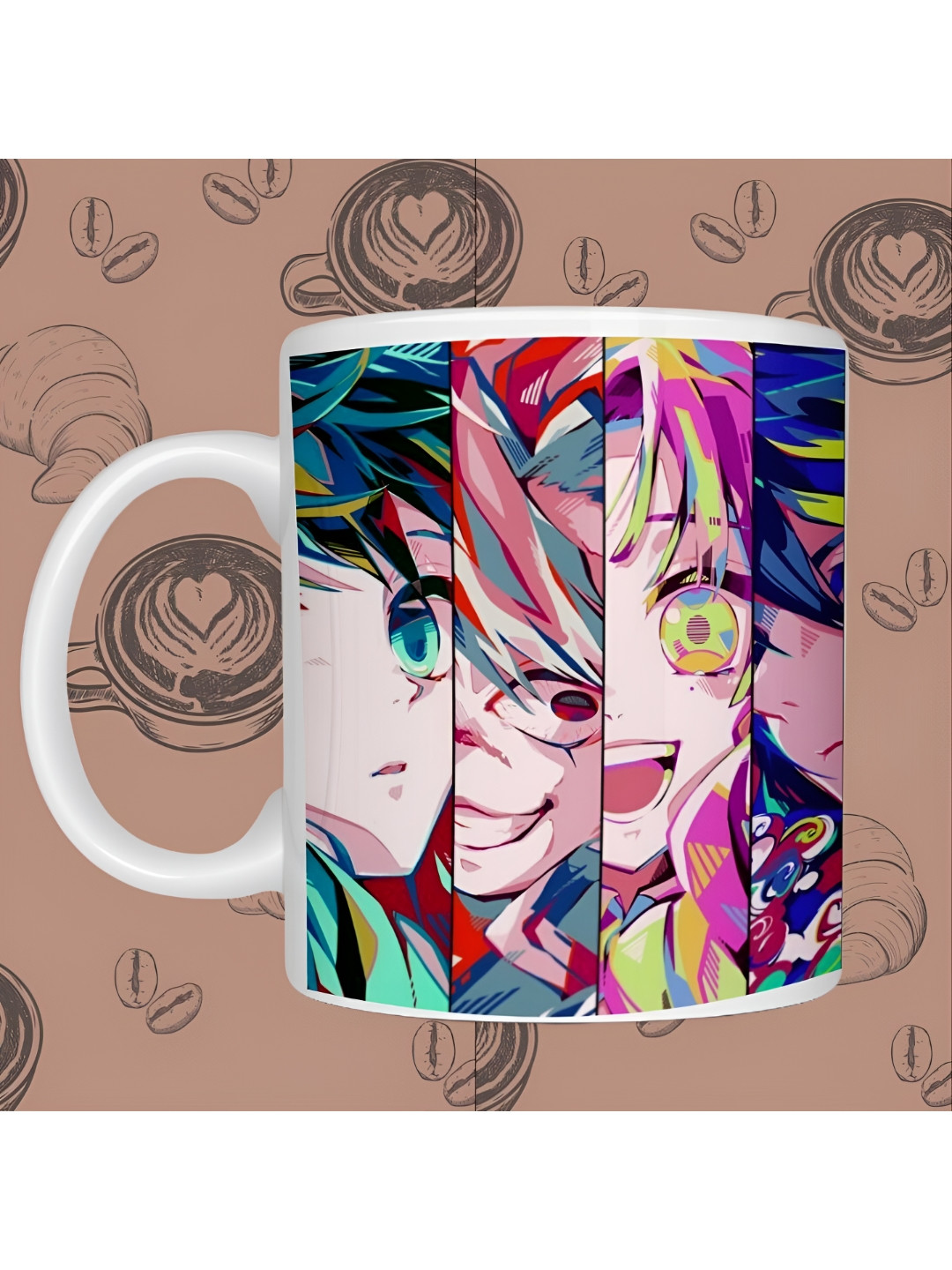 JAVA IMPRESSIONS White Abstract Ceramic Microwave Safe Mug-350ml