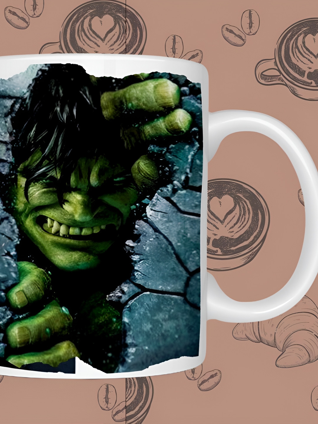 JAVA IMPRESSIONS White Graphic Ceramic Microwave Safe Mug-350ml