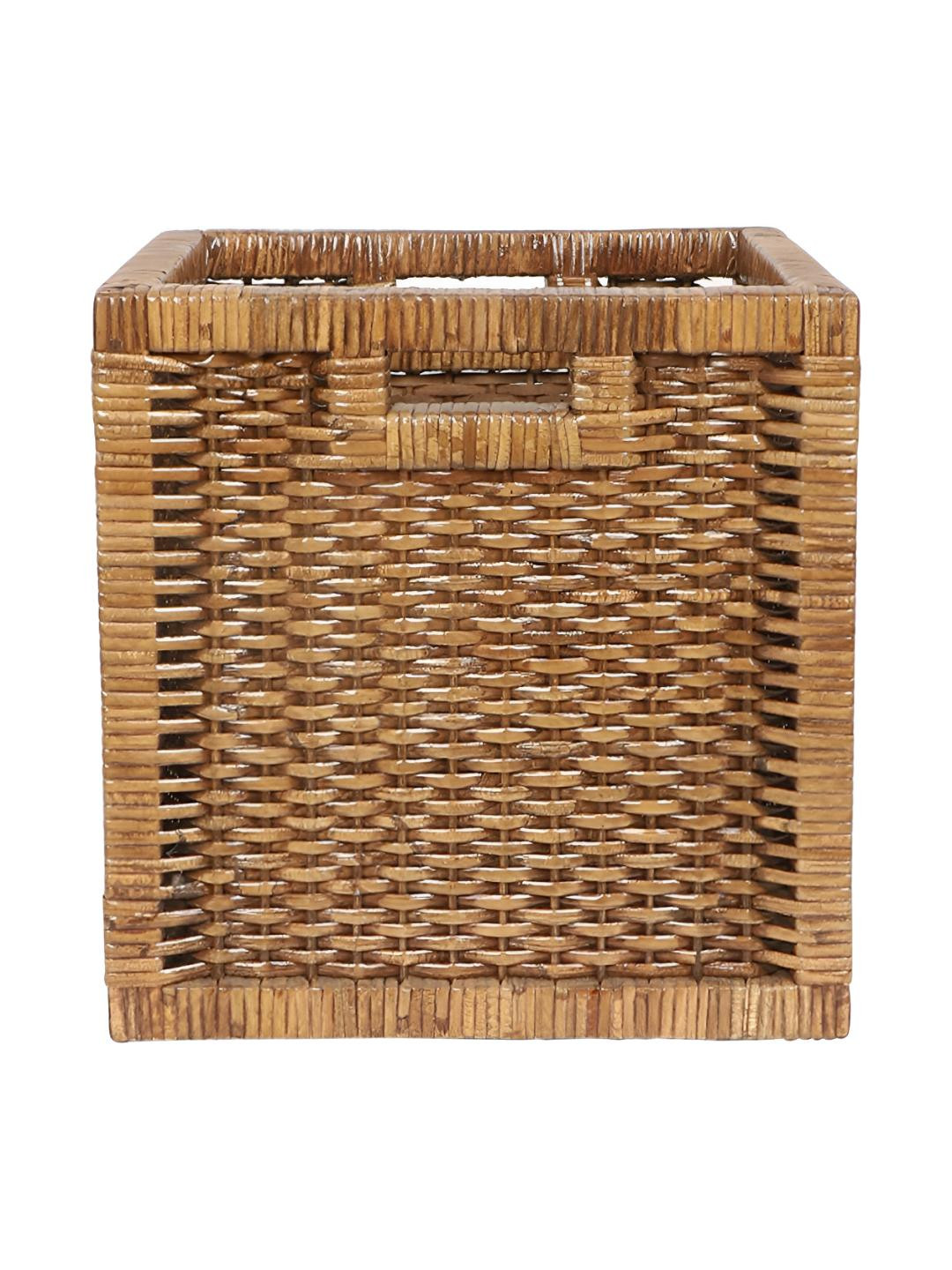 akway Brown Textured Wooden Core Fruit and Vegetable Basket