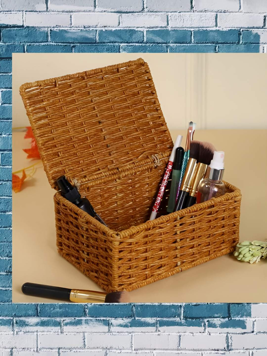 akway Wicker Beige Rattan & Bamboo Cane Core Fruit and Vegetable Basket