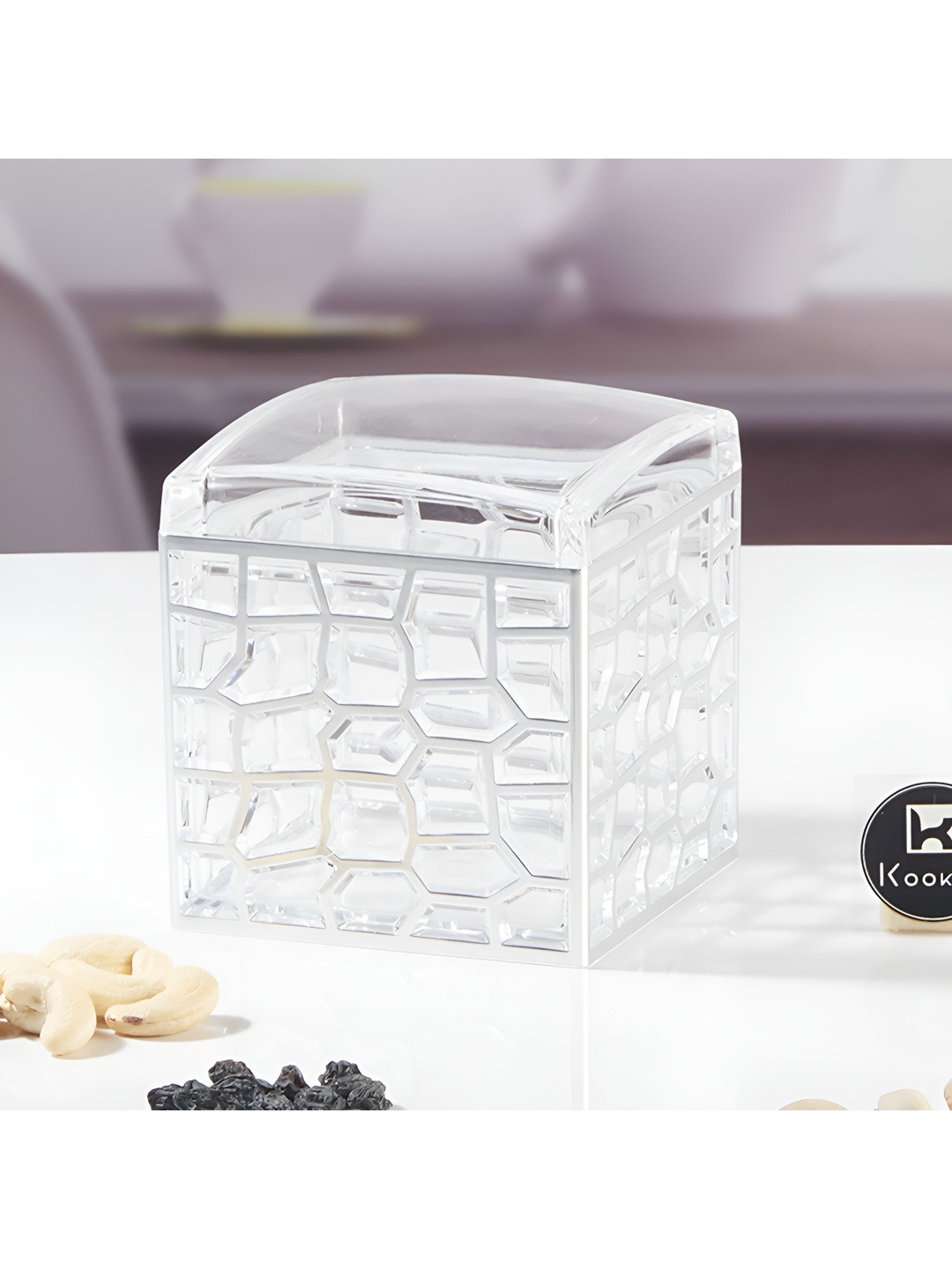 Kookee Transparent & Silver Toned Plastic Easy to Clean Canister Container 600ml