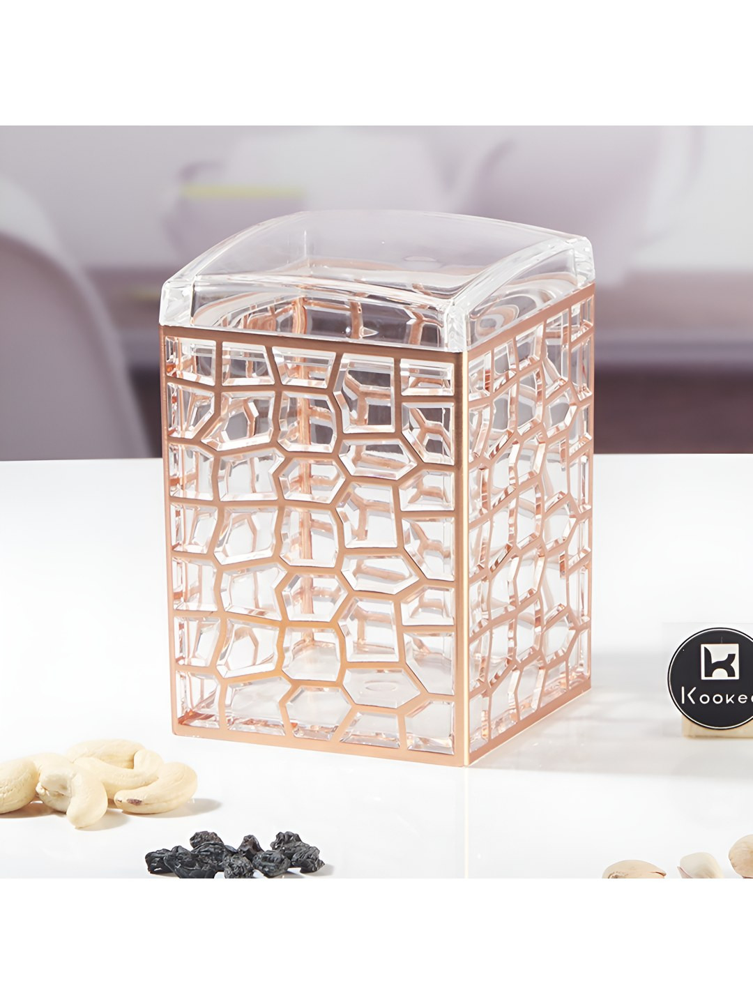 Kookee Transparent & Rose Gold Canister Container 900ml