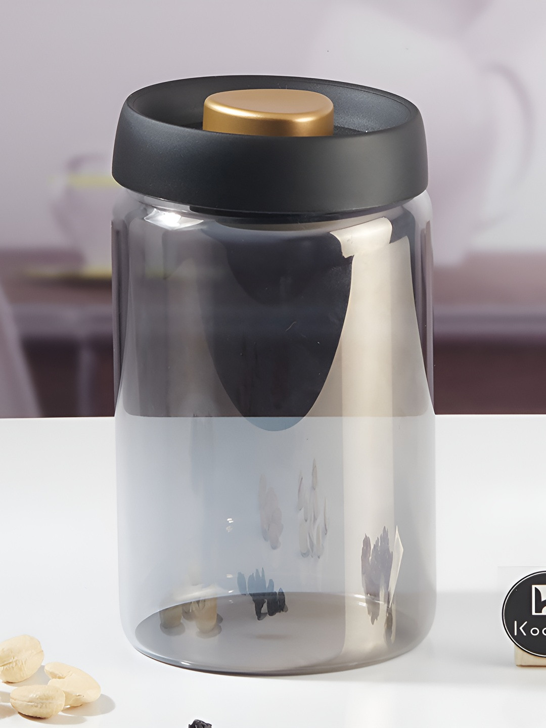 Kookee Transparent & Black Airtight Glass Jar With Vacuum Pump