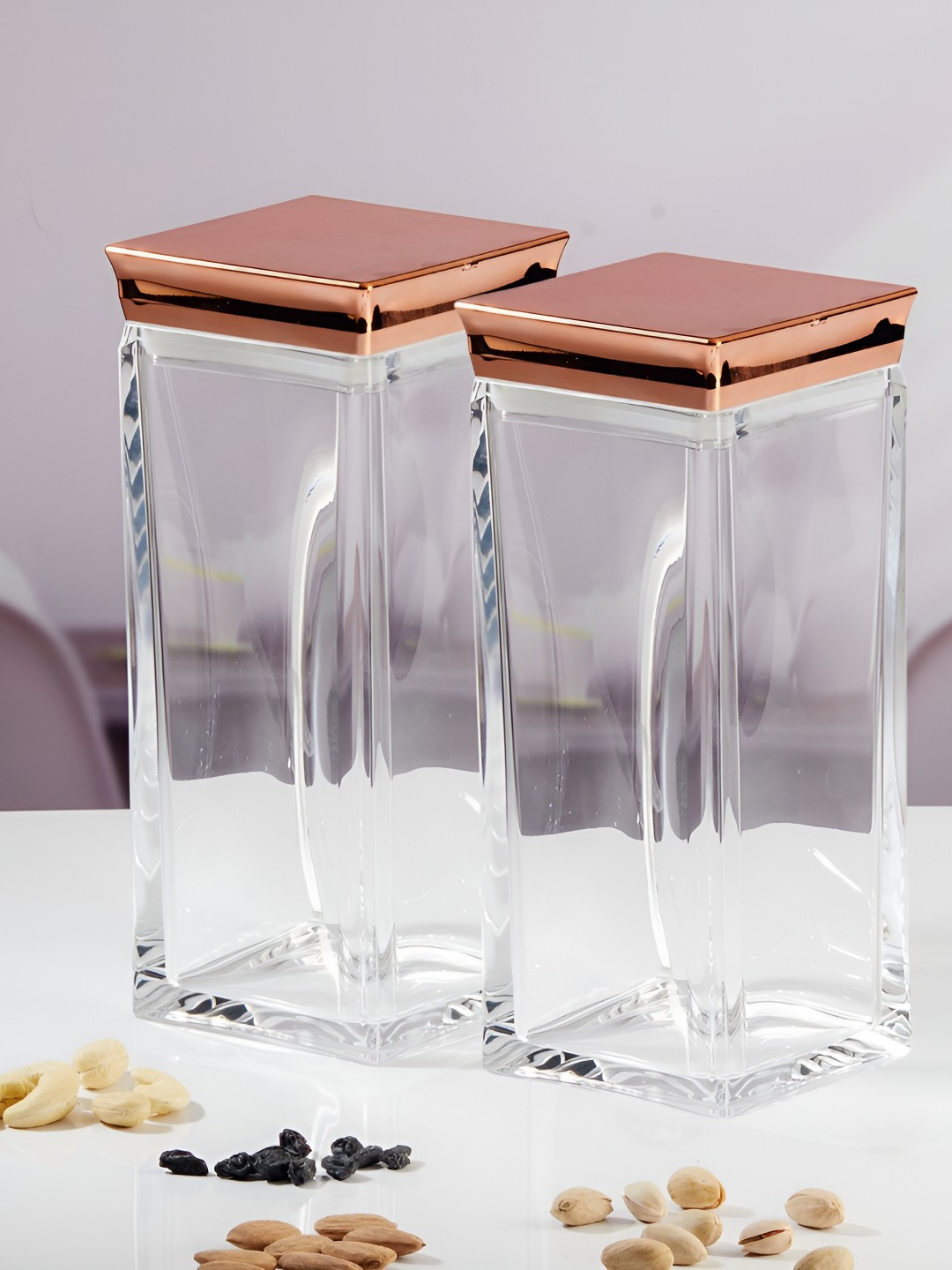 Kookee Transparent & Rose Gold 2 Pieces Canister Containers
