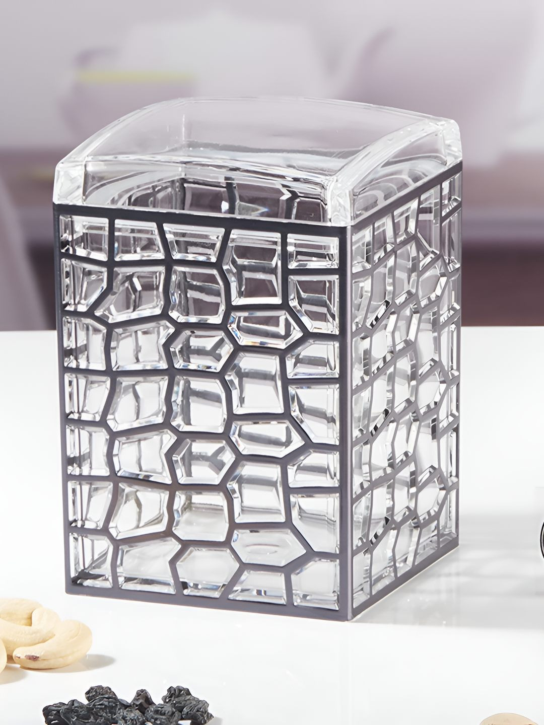 Kookee Transparent & Black Textured Canister Container 900ml