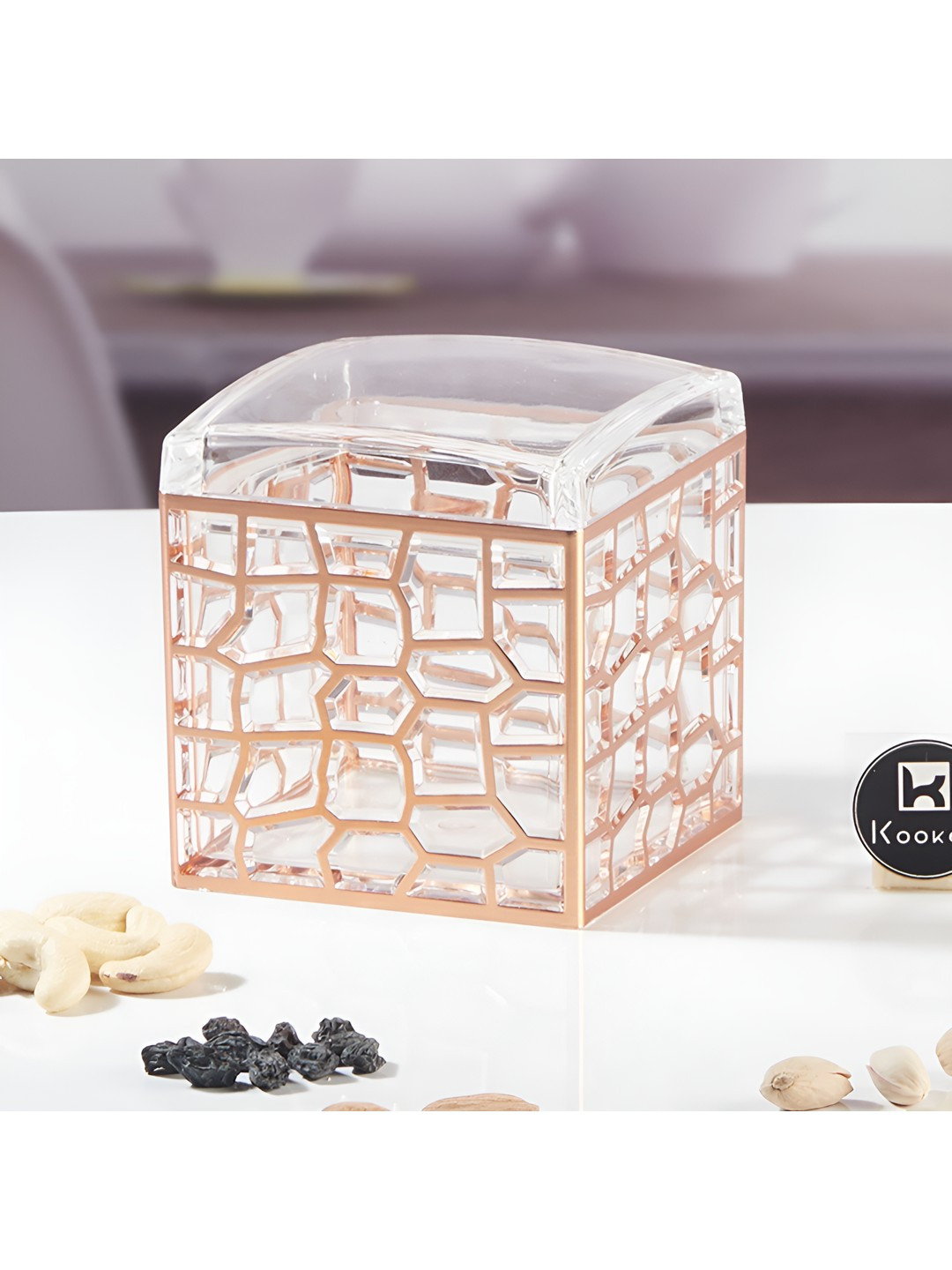 Kookee Transparent Textured Acrylic Airtight Easy to Clean Canister Container