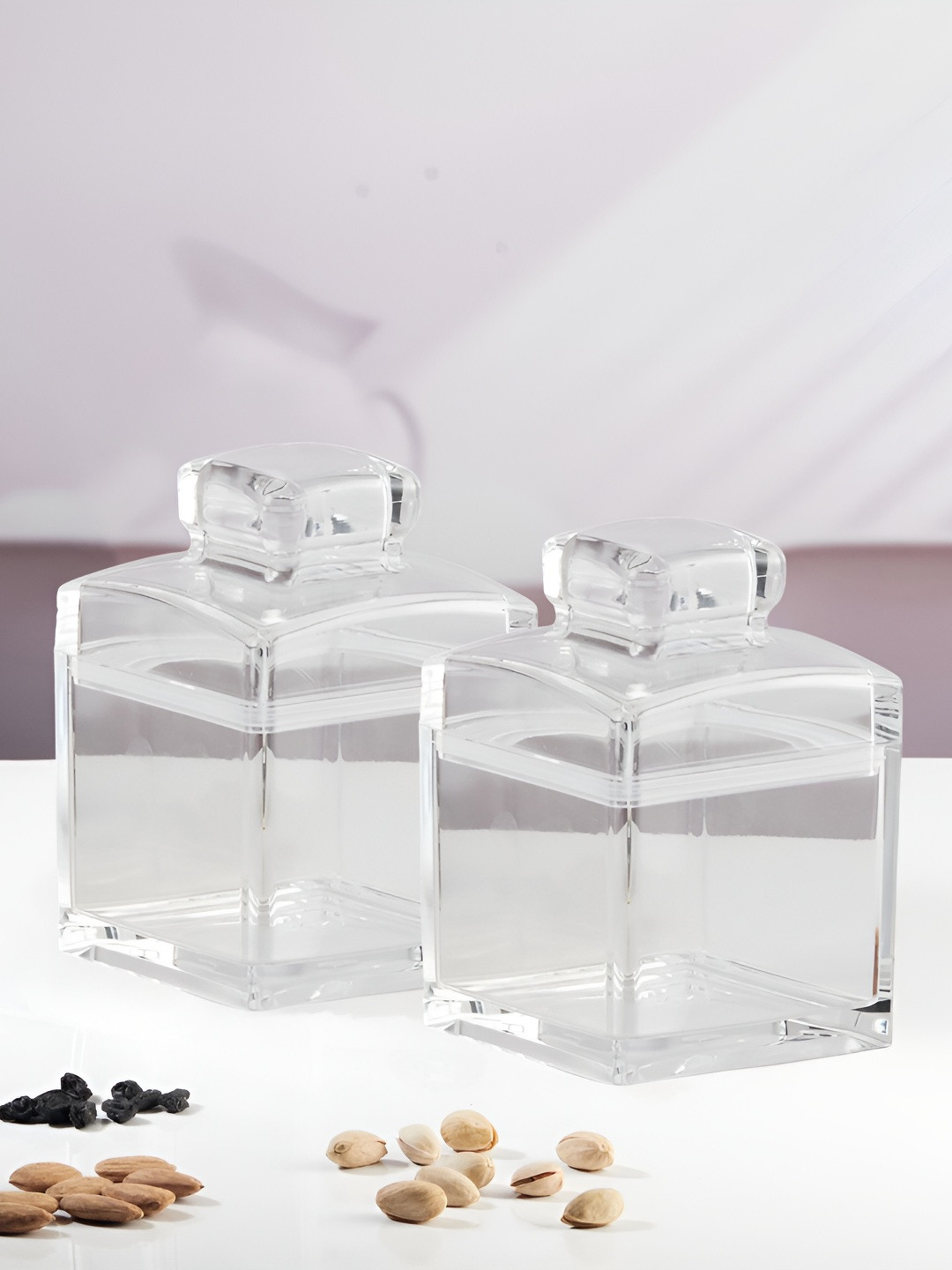 Kookee Transparent 2 Pieces Easy To Clean Canister Container 320ml