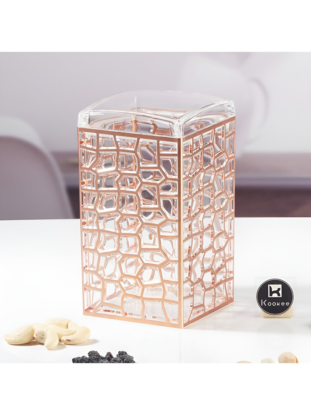 Kookee Transparent Textured Acrylic Airtight Easy to Clean Canister Container