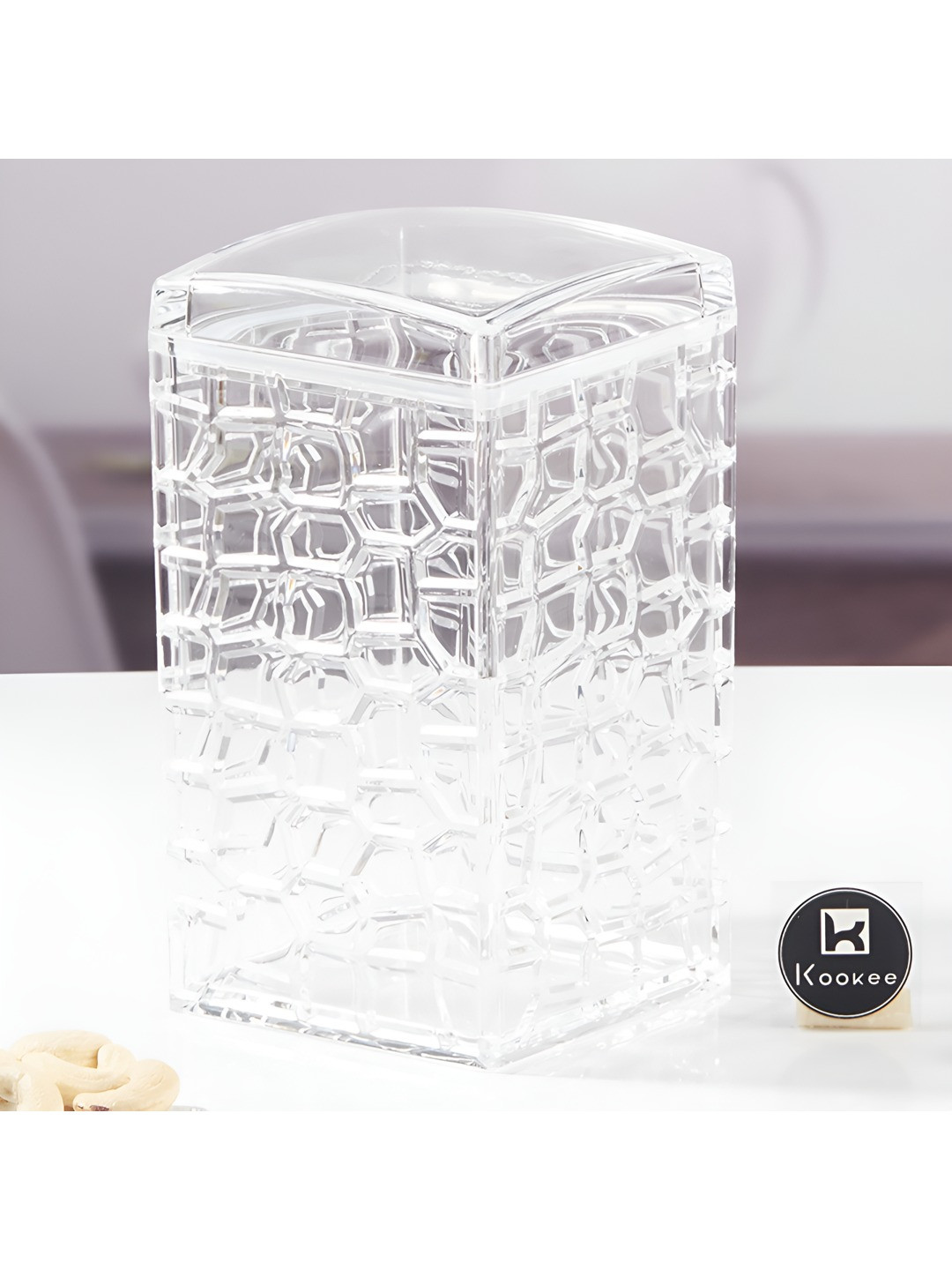 Kookee Transparent Transpatent Easy to Clean Airtight Canister Jar Container 1.2L