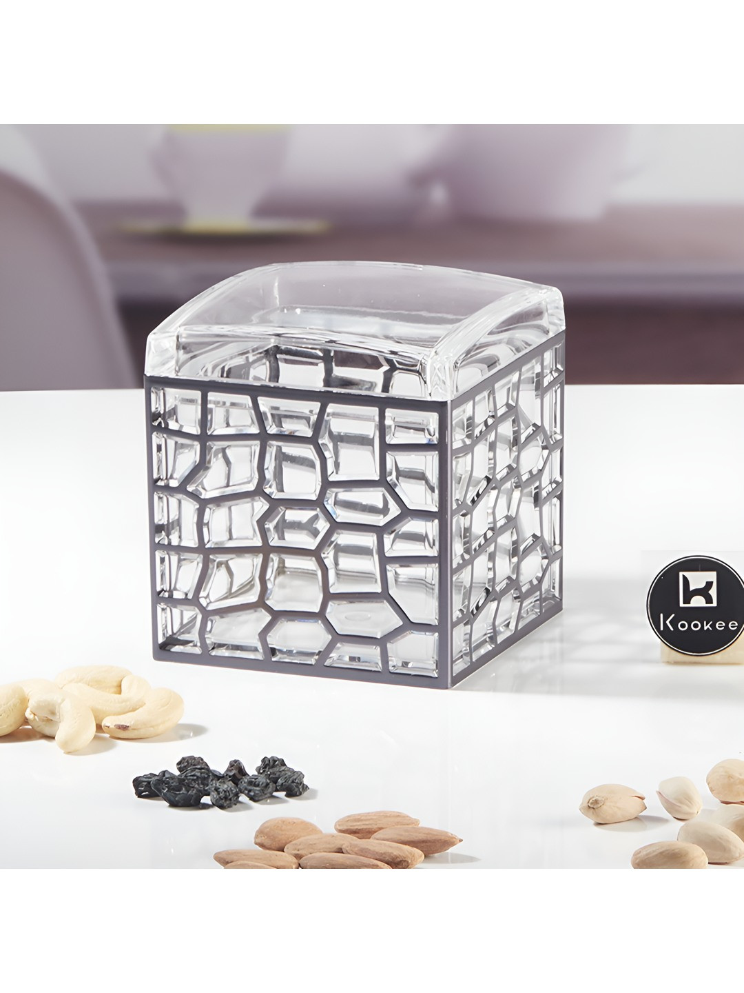 Kookee Transparent & Black Acrylic Airtight Easy to Clean Jar Container 600 ml