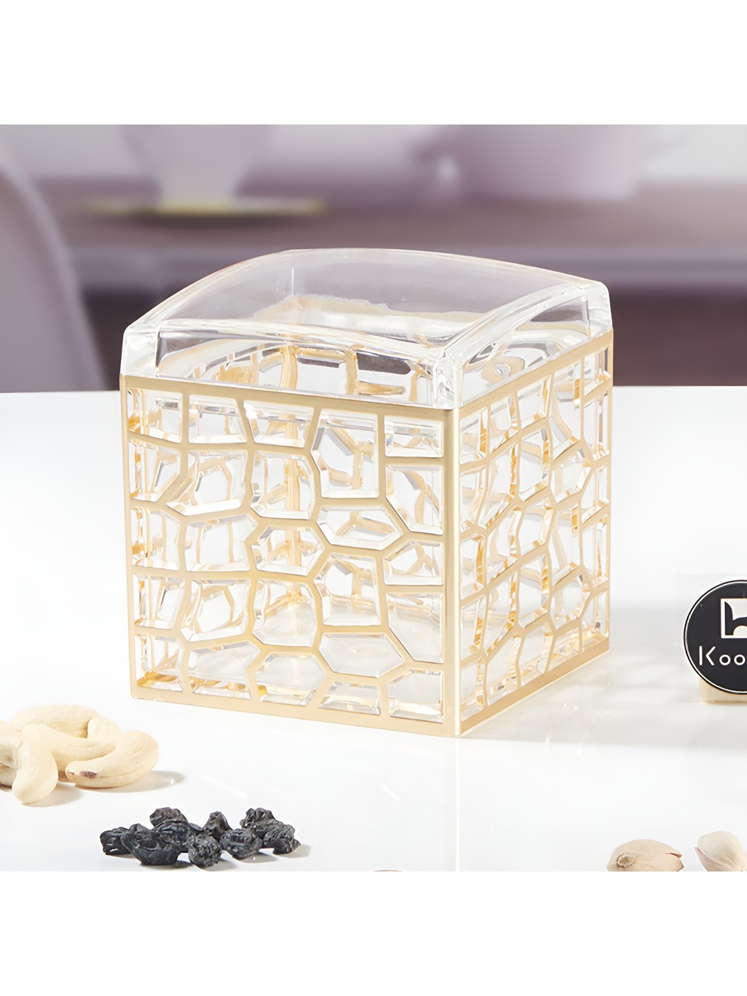 Kookee Transparent & Gold Toned Easy to Clean Container 600ml