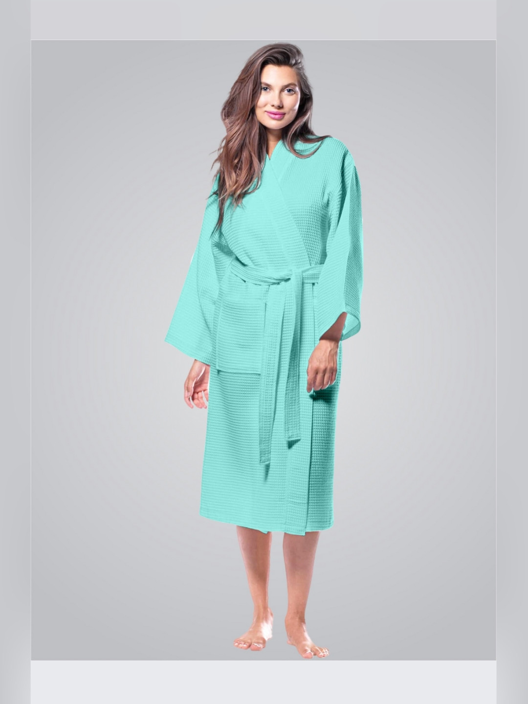 Enchant Home Green Waffled Cotton Bath Robe