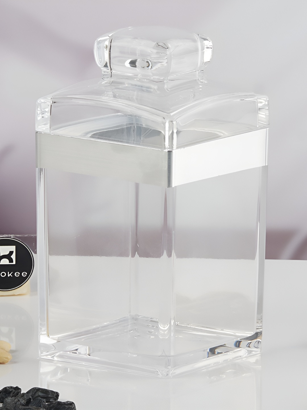 Kookee Transparent & Silver Toned Canister Container 550ml