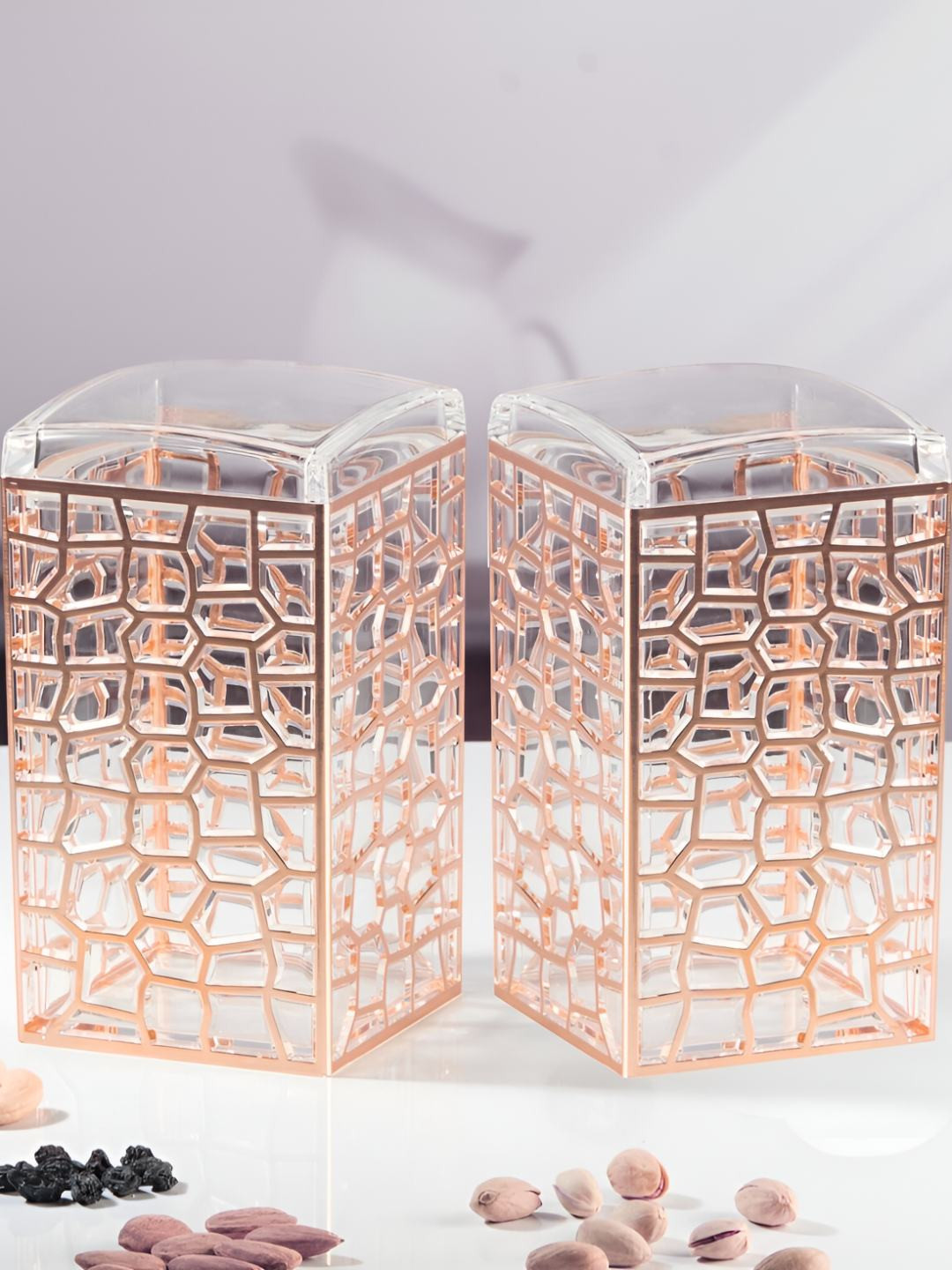 Kookee Transparent & Rose Gold 2 Pieces Canister Containers