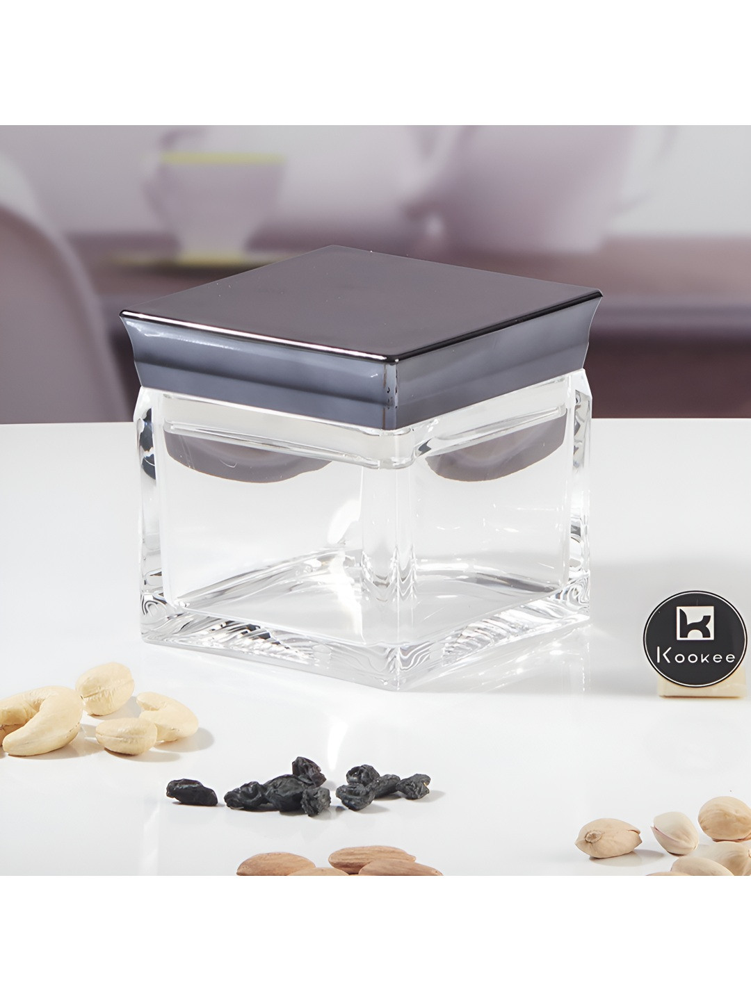 Kookee Transparent Acrylic Airtight Easy to Clean Canister Container 400 ml