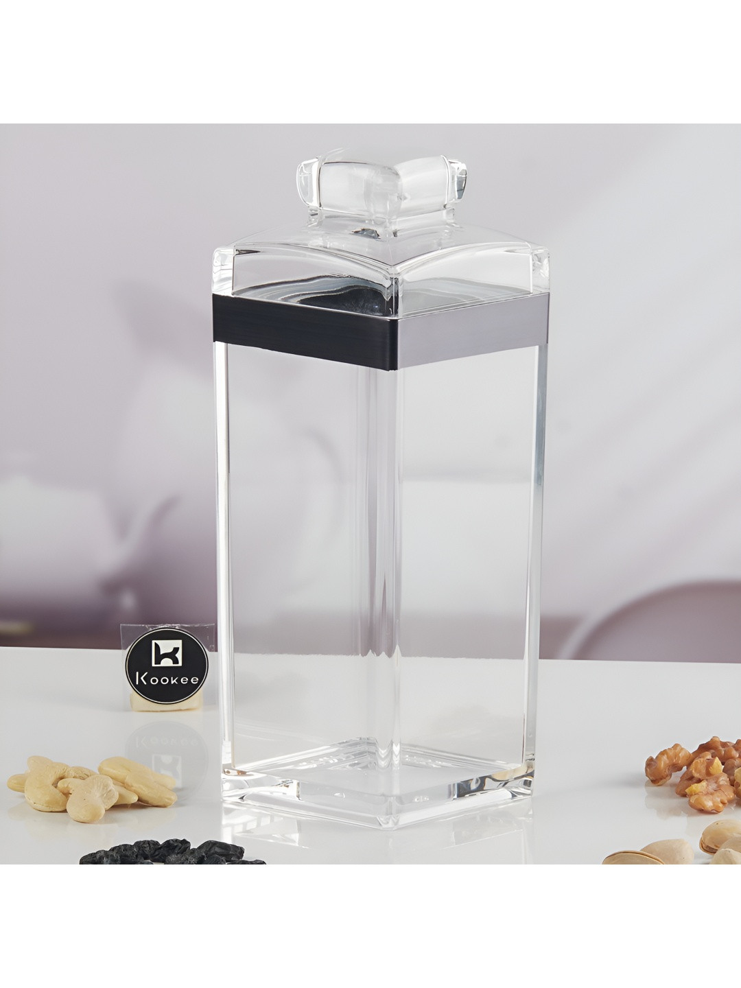 Kookee Transparent and Black Acrylic Airtight Canister Container 900 ml