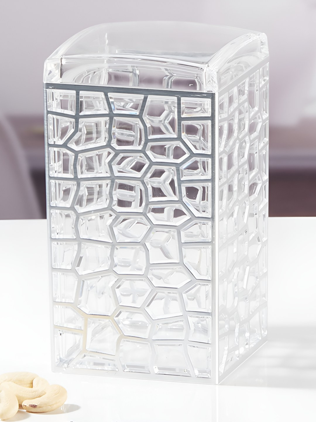 Kookee Transparent Textured Acrylic Airtight Easy to Clean Canister Container 1.2 L