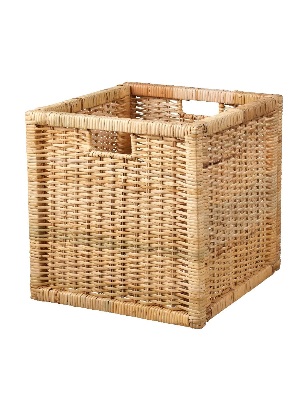 akway Beige Self Design Wicker Basket Wardrobe Multi-Utility Organisers
