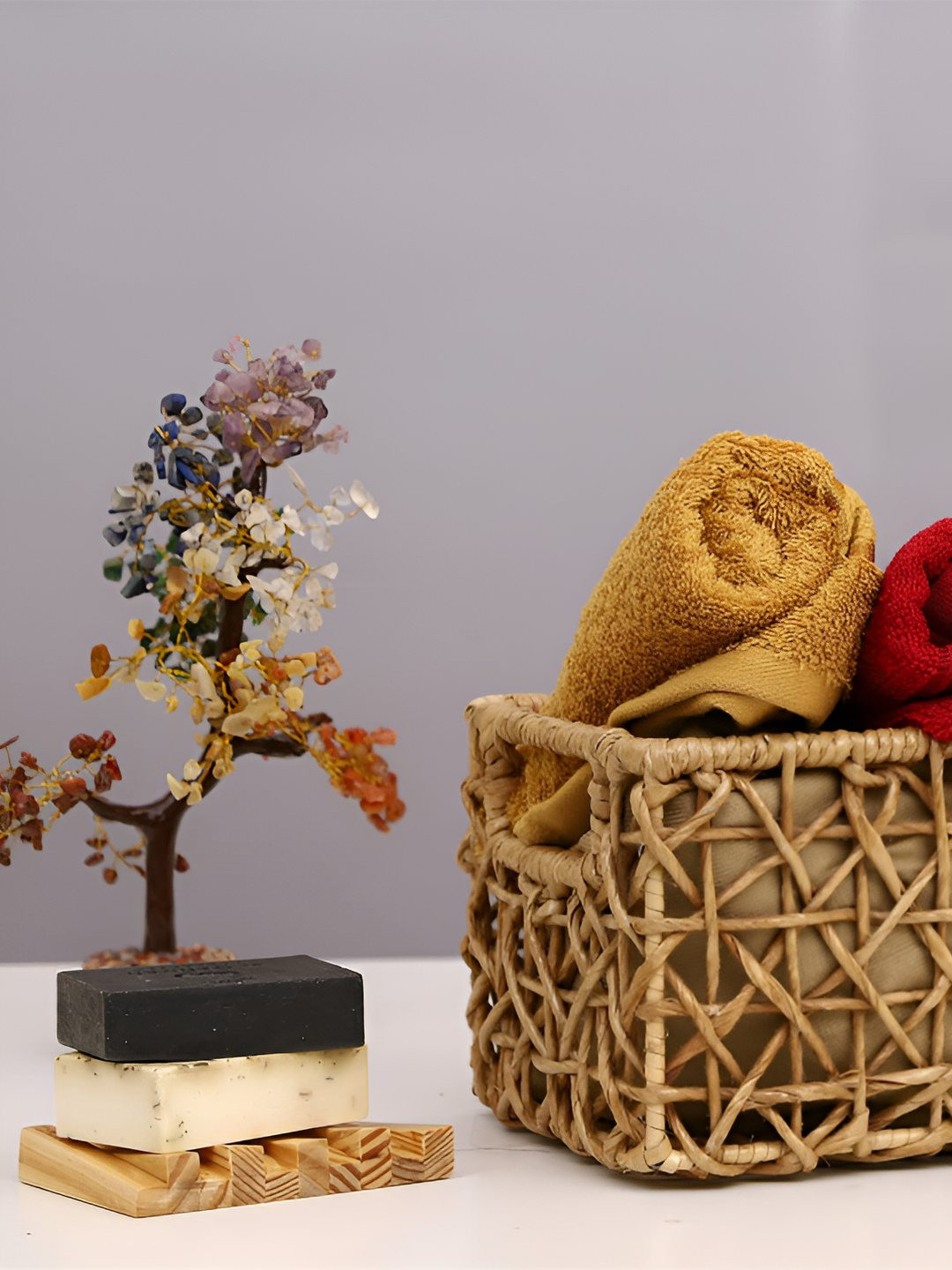 akway Camel Brown Raffia Fruit And Vegetable Basket