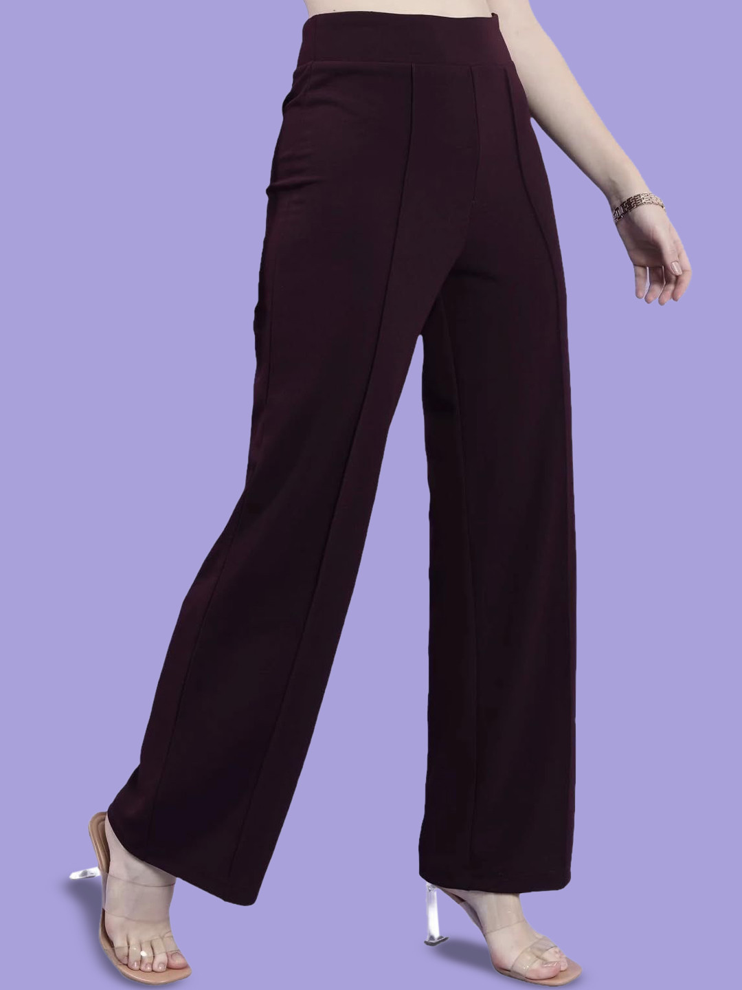 BENZOS Women Plus Size Regular Fit Mid-Rise Cotton Trousers