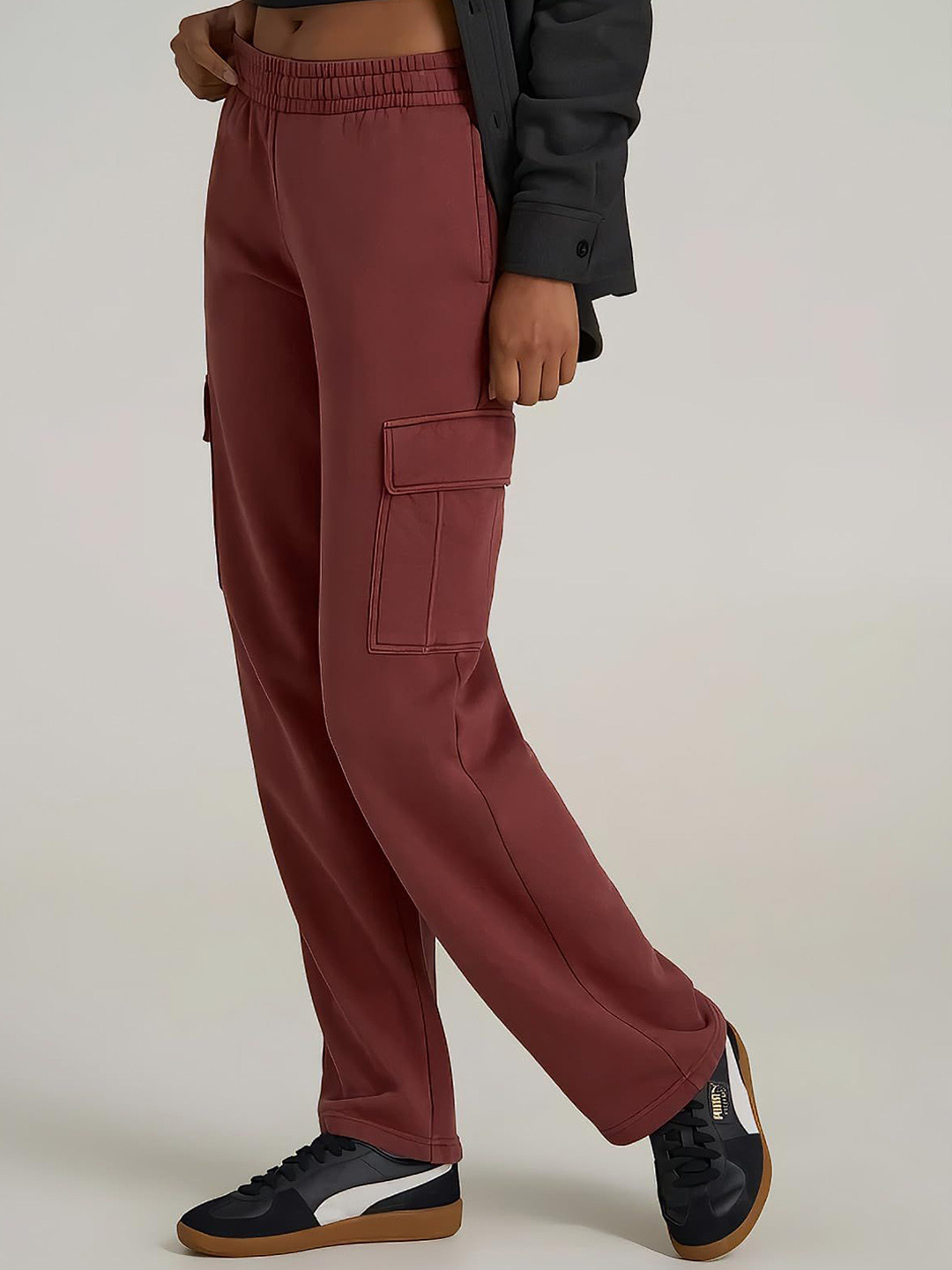 BENZOS Women Mid Rise Anti Odour Cotton Cargo Track Pants