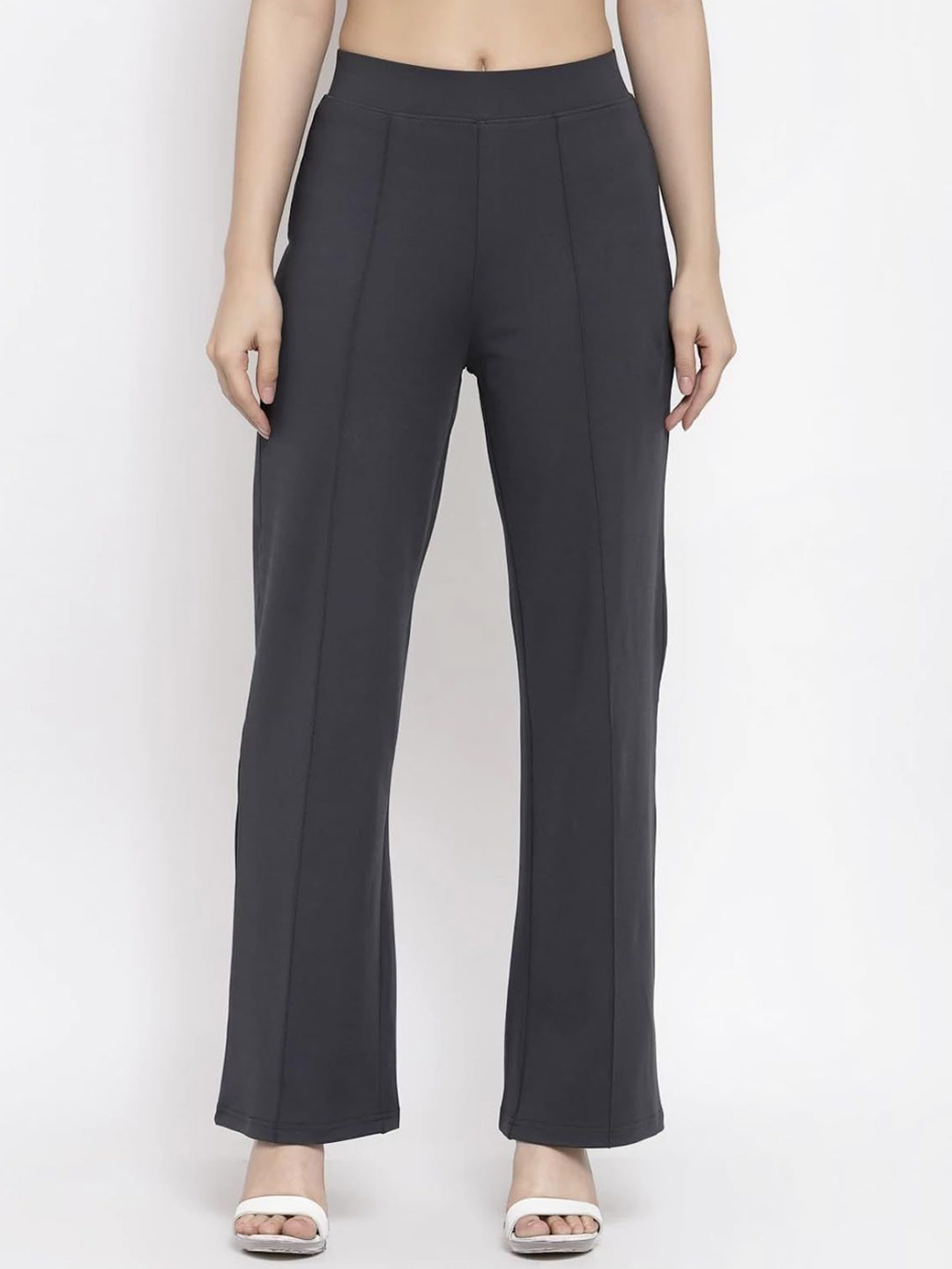 BENZOS Women Cotton Slip On High Rise Trouser