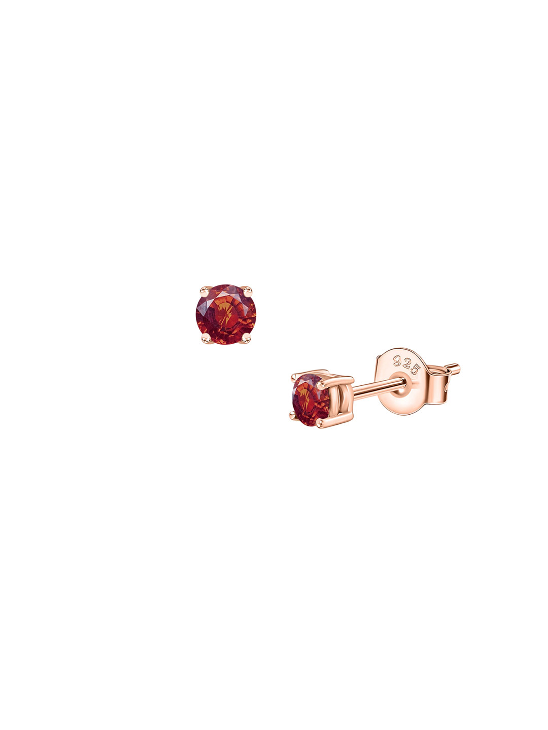 Ornate Jewels 925 Sterling Silver 1 Carat 18K Rose Gold-Plated AD & Garnet Studs